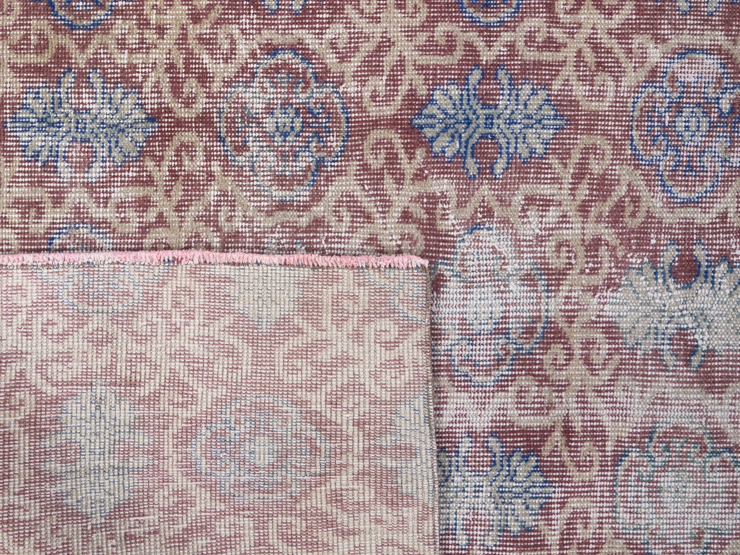 Turkish Isparta area rug in beige and dusty blue, view 10 of 10
