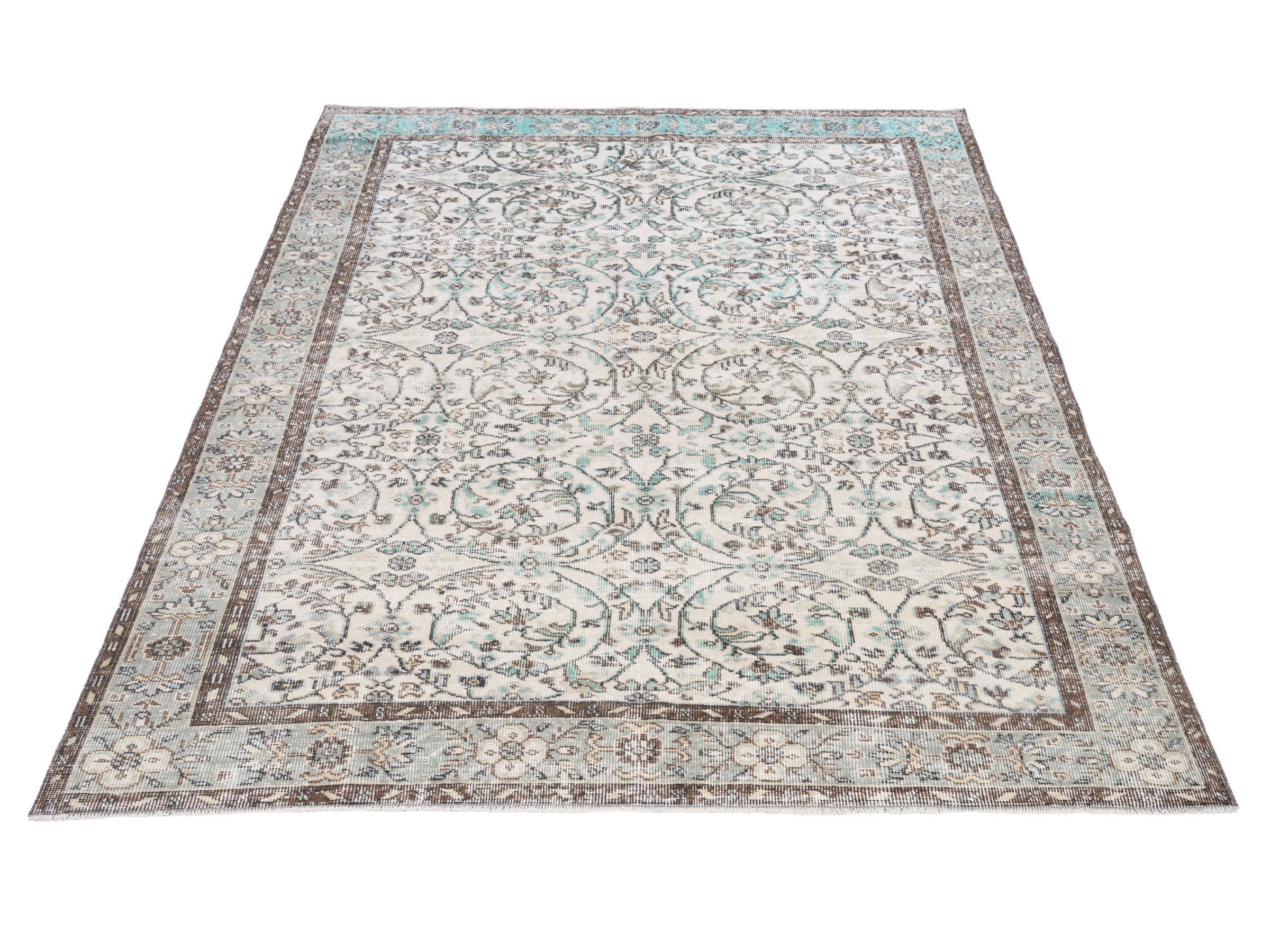 Turkish Isparta area rug in ivory and olive, view 2 of 10