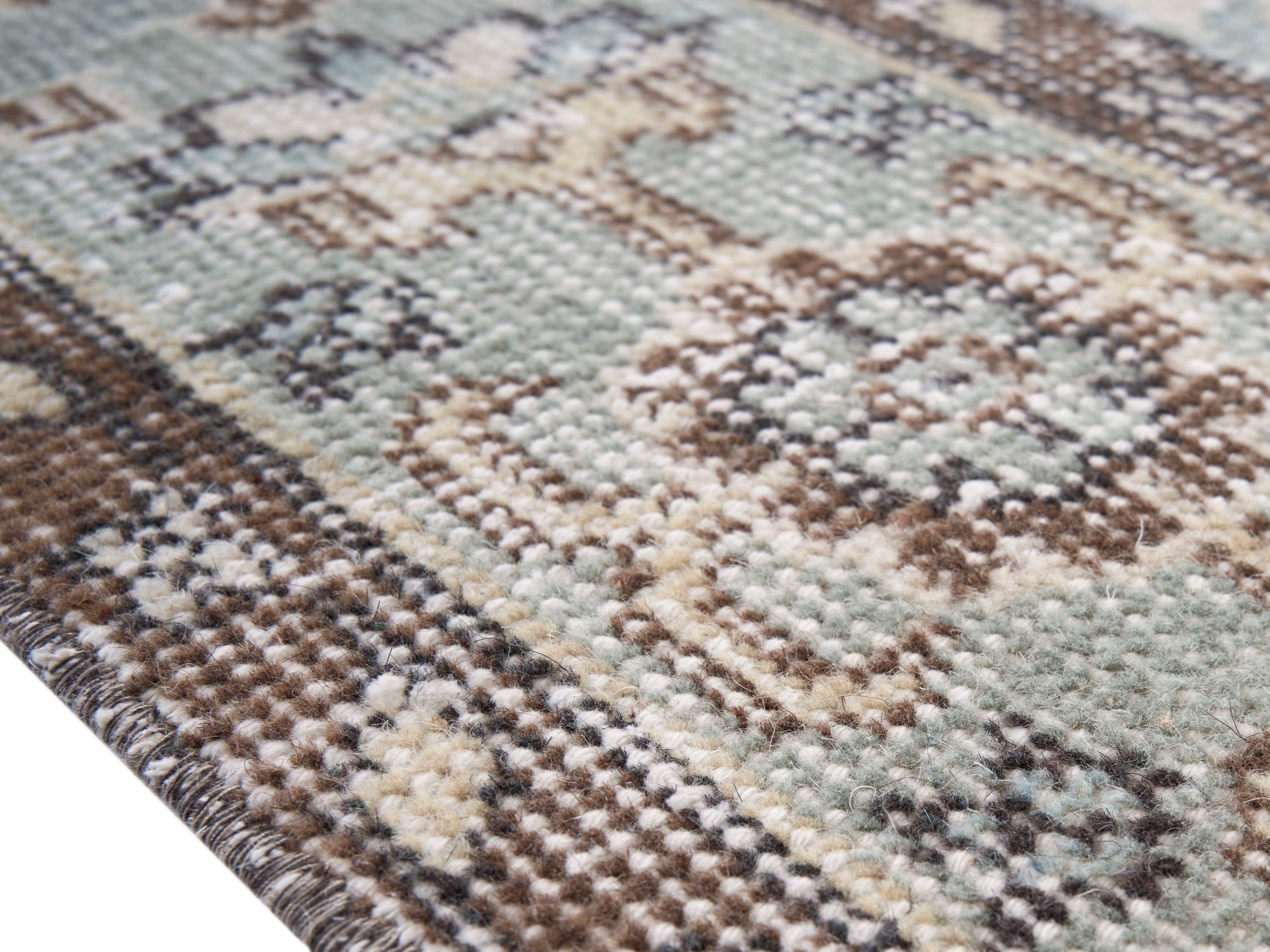 Turkish Isparta area rug in ivory and olive, view 6 of 10