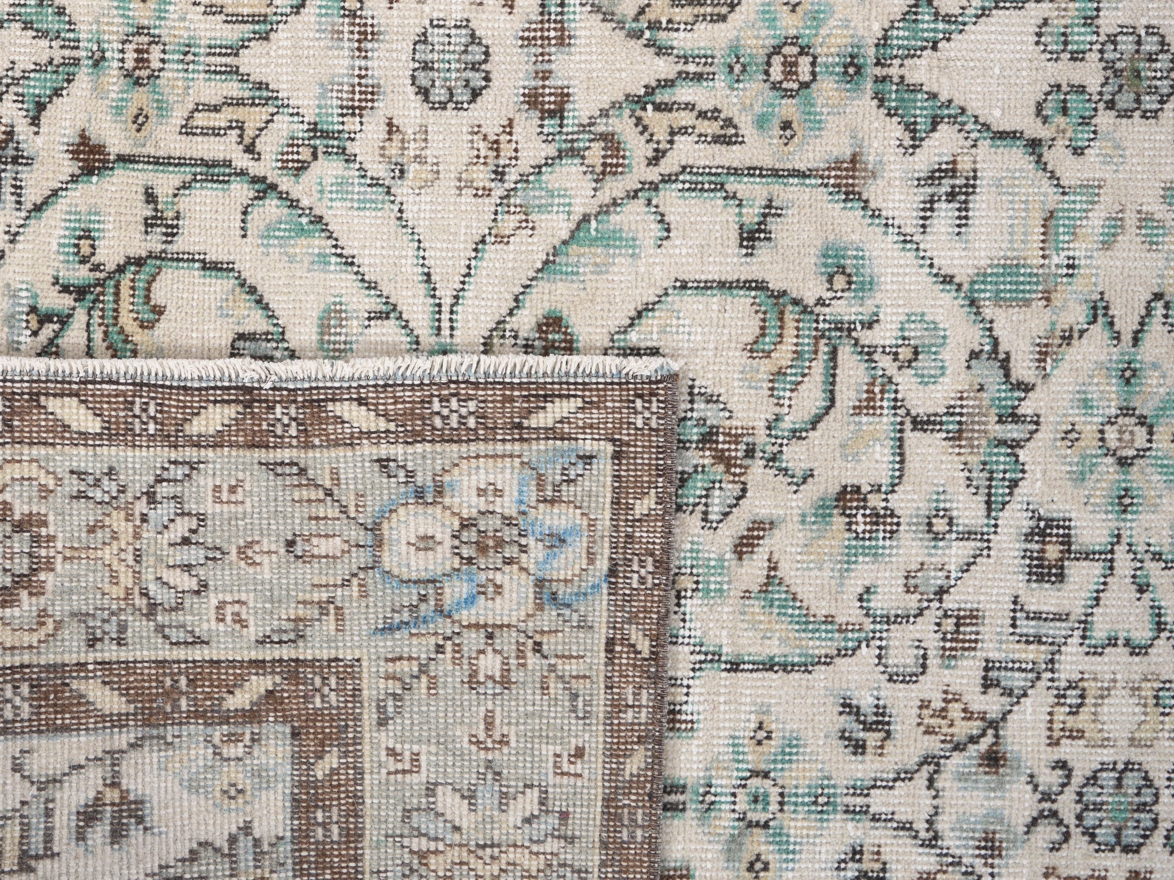 Turkish Isparta area rug in ivory and olive, view 10 of 10