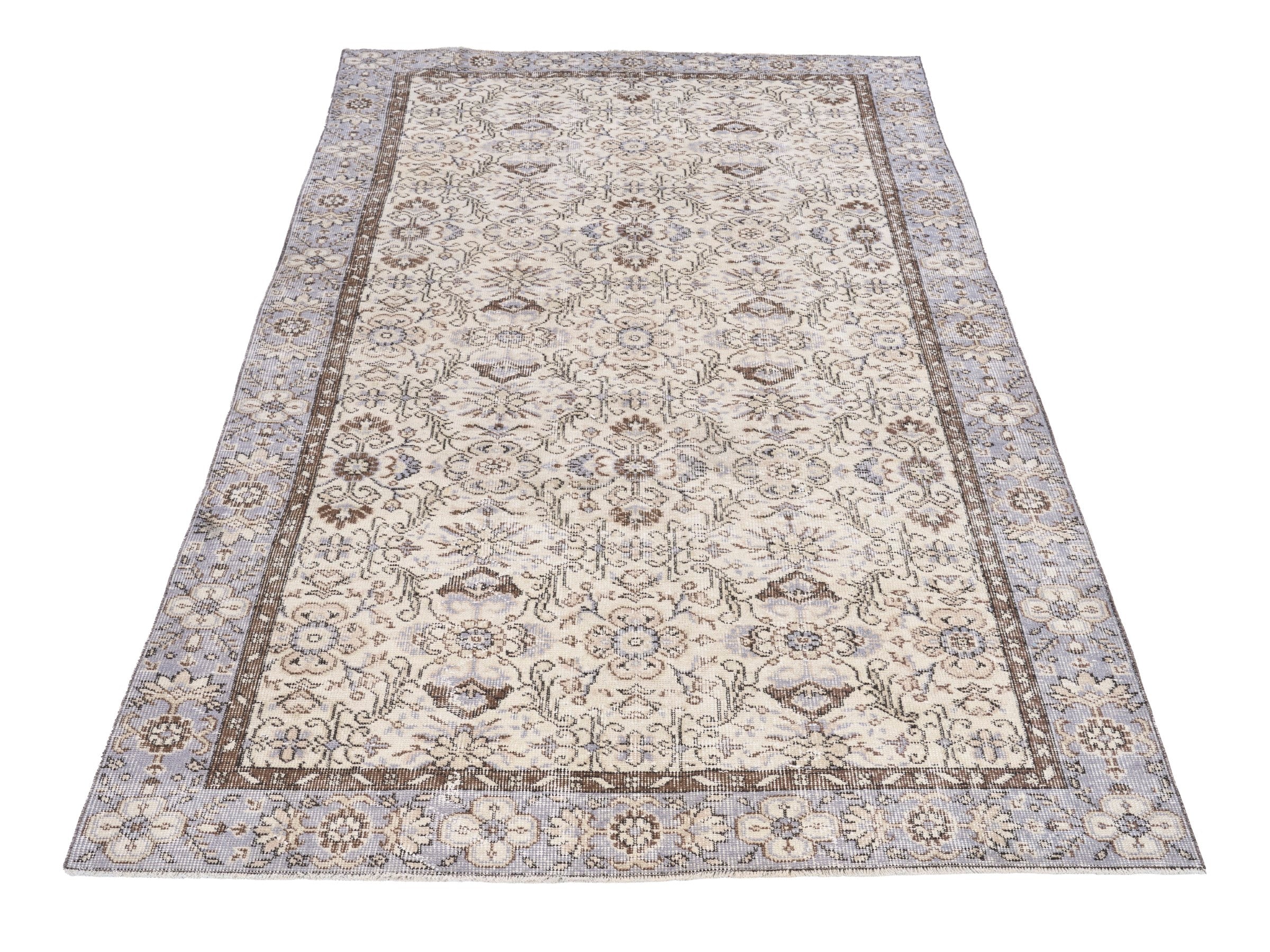 Turkish Isparta area rug in cream and taupe, view 2 of 10