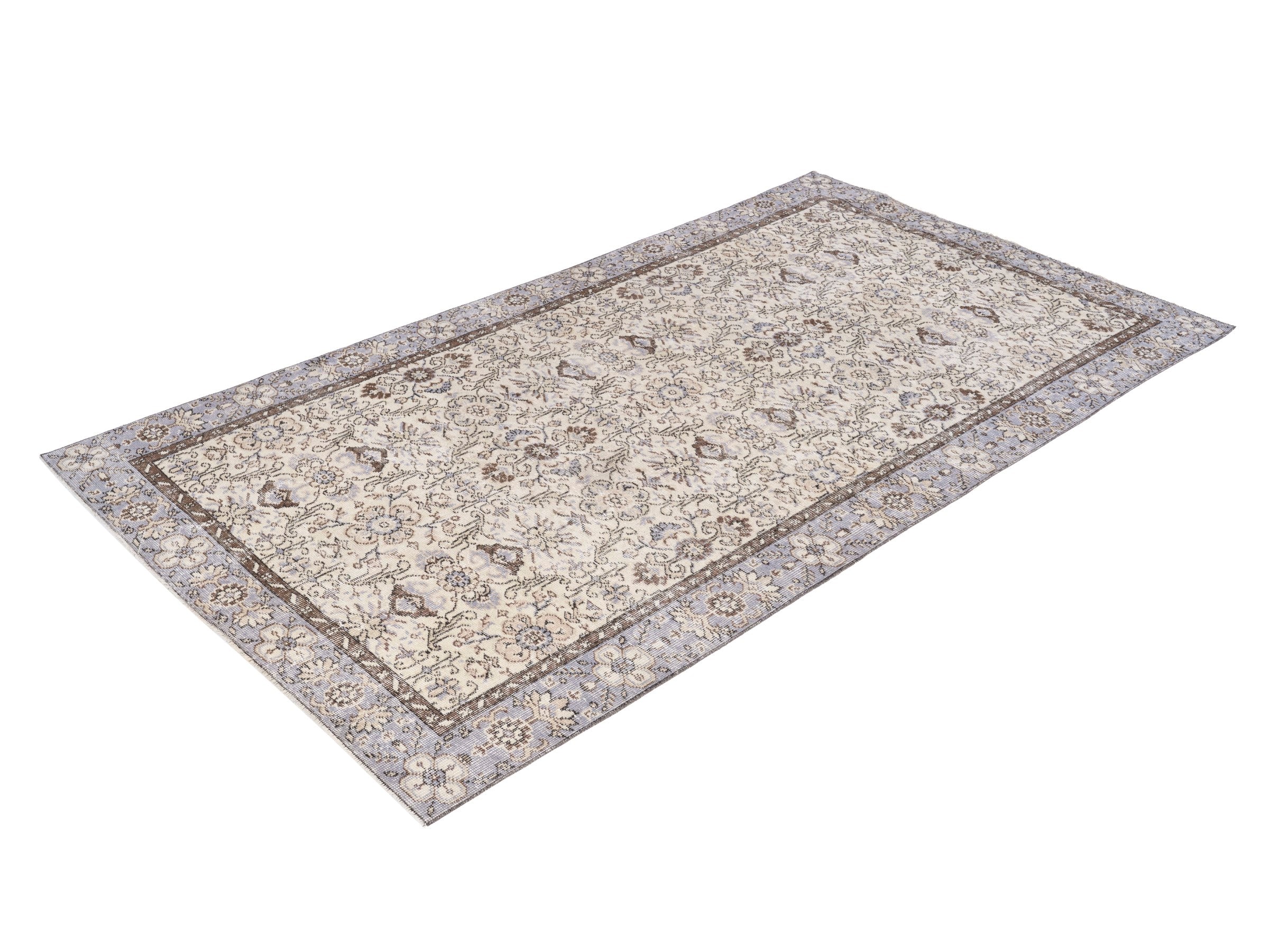 Turkish Isparta area rug in cream and taupe, view 3 of 10