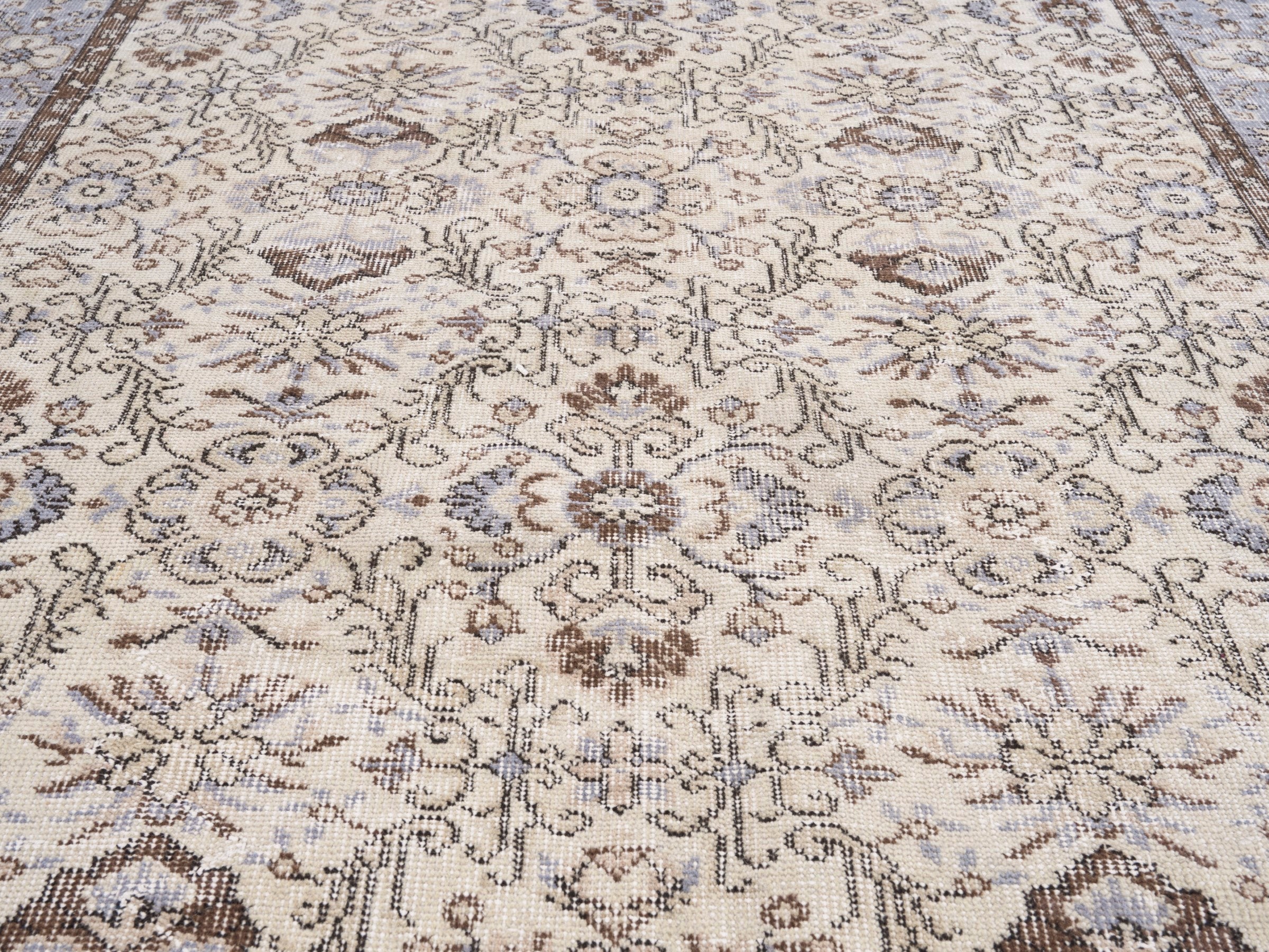 Turkish Isparta area rug in cream and taupe, view 4 of 10