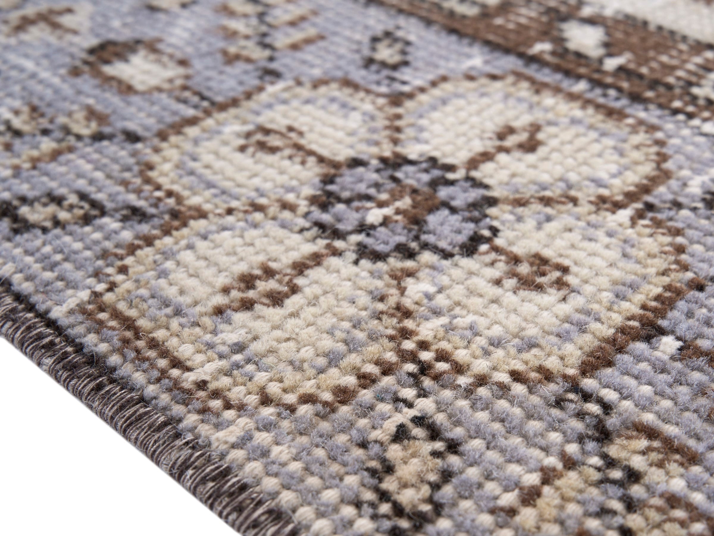 Turkish Isparta area rug in cream and taupe, view 6 of 10