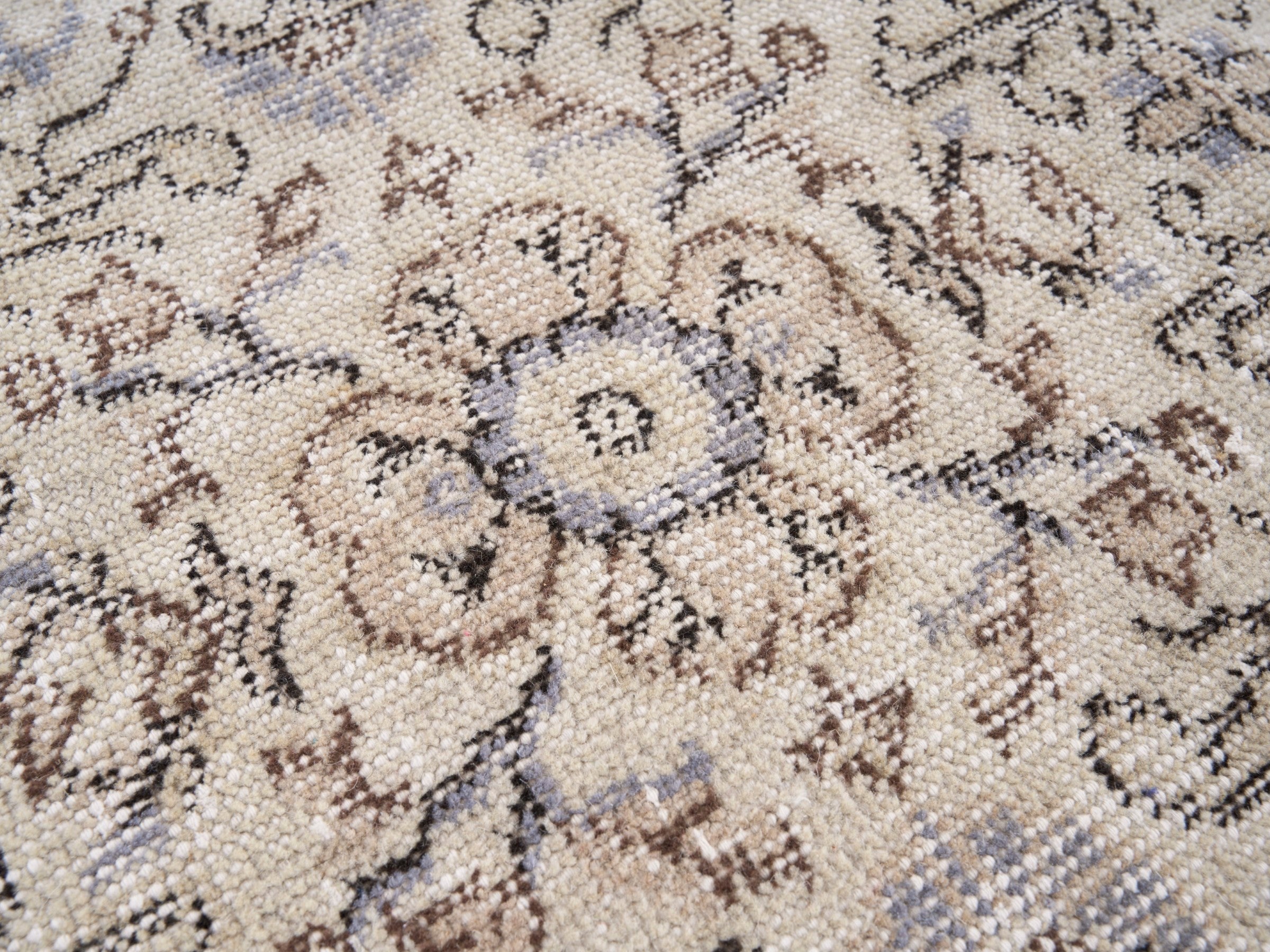 Turkish Isparta area rug in cream and taupe, view 7 of 10