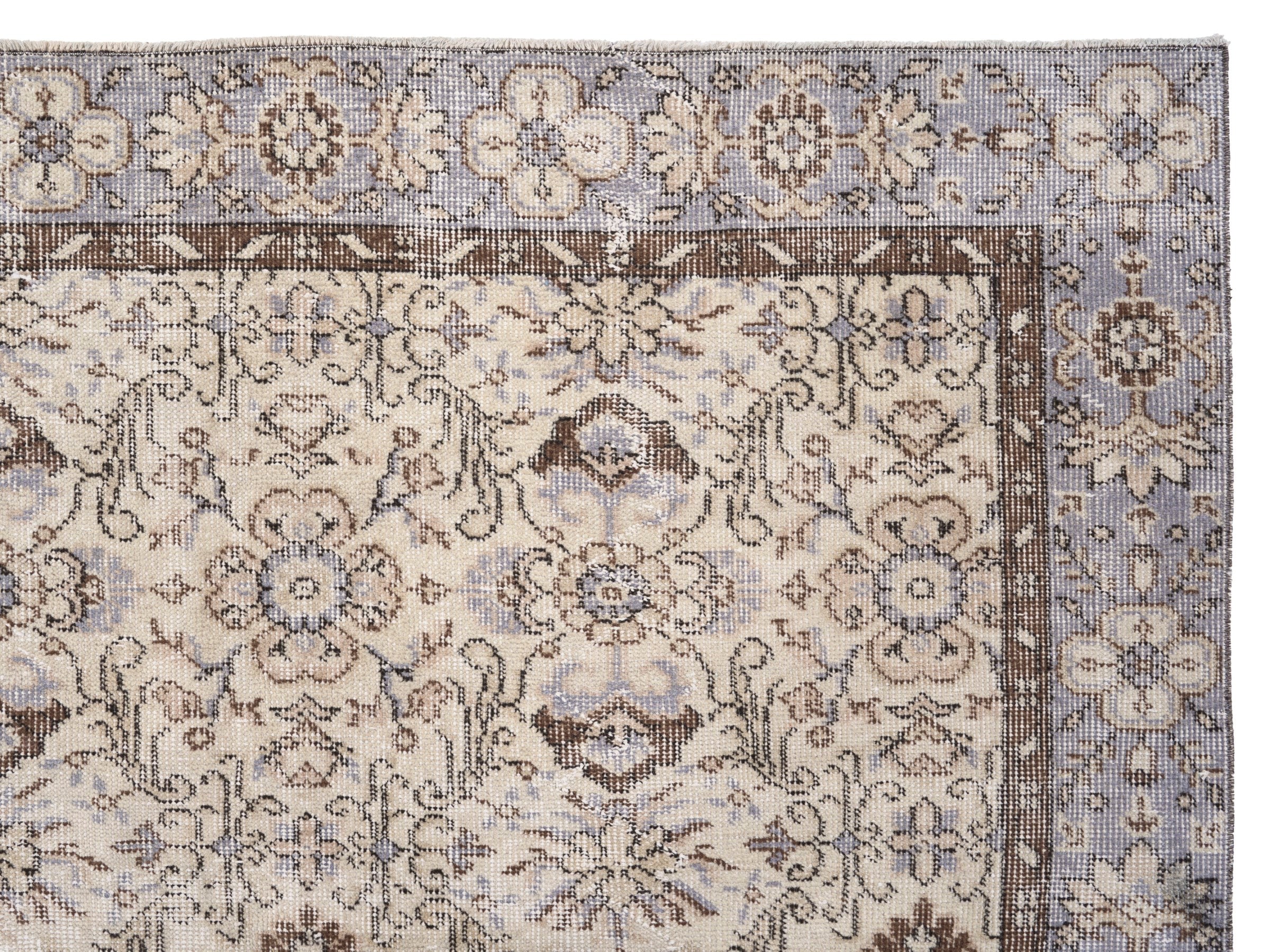 Turkish Isparta area rug in cream and taupe, view 8 of 10