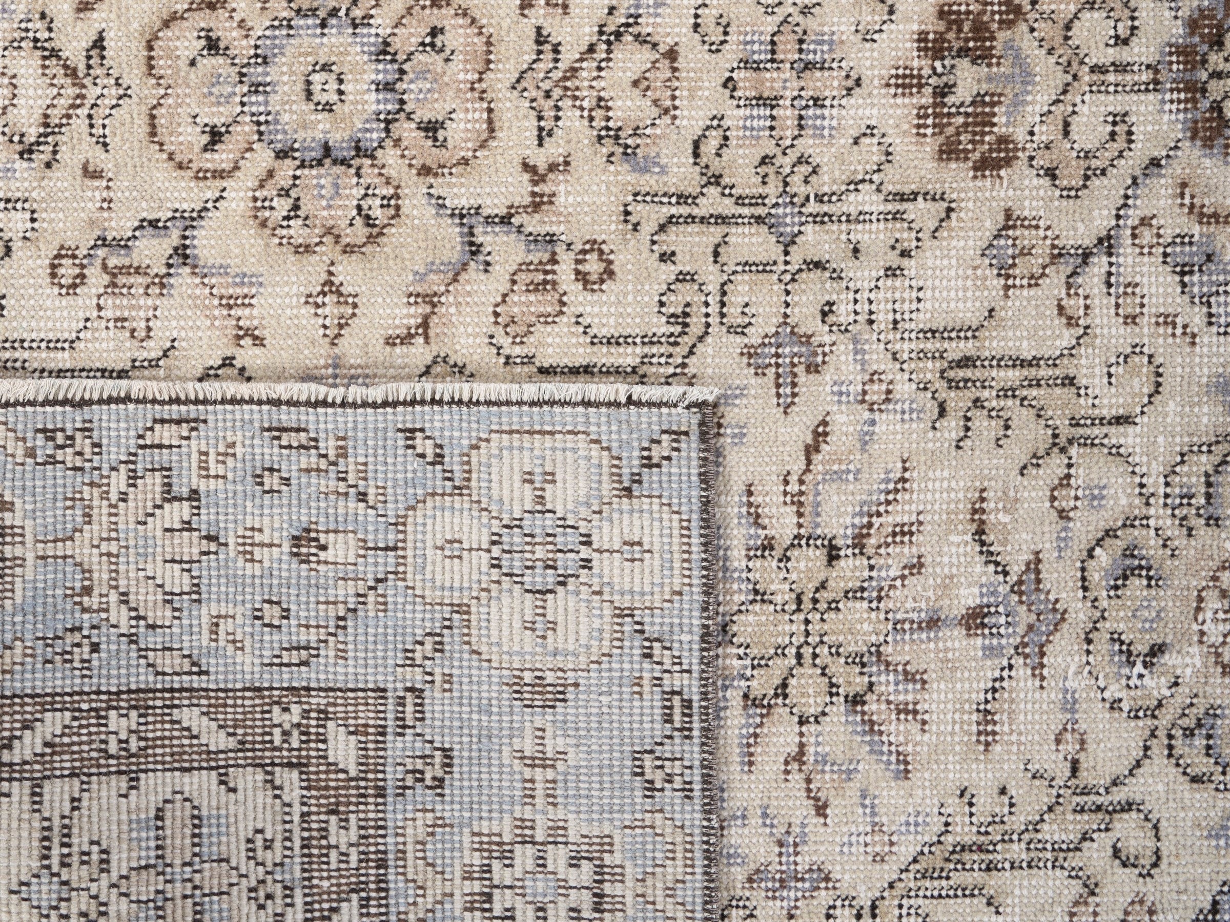 Turkish Isparta area rug in cream and taupe, view 10 of 10