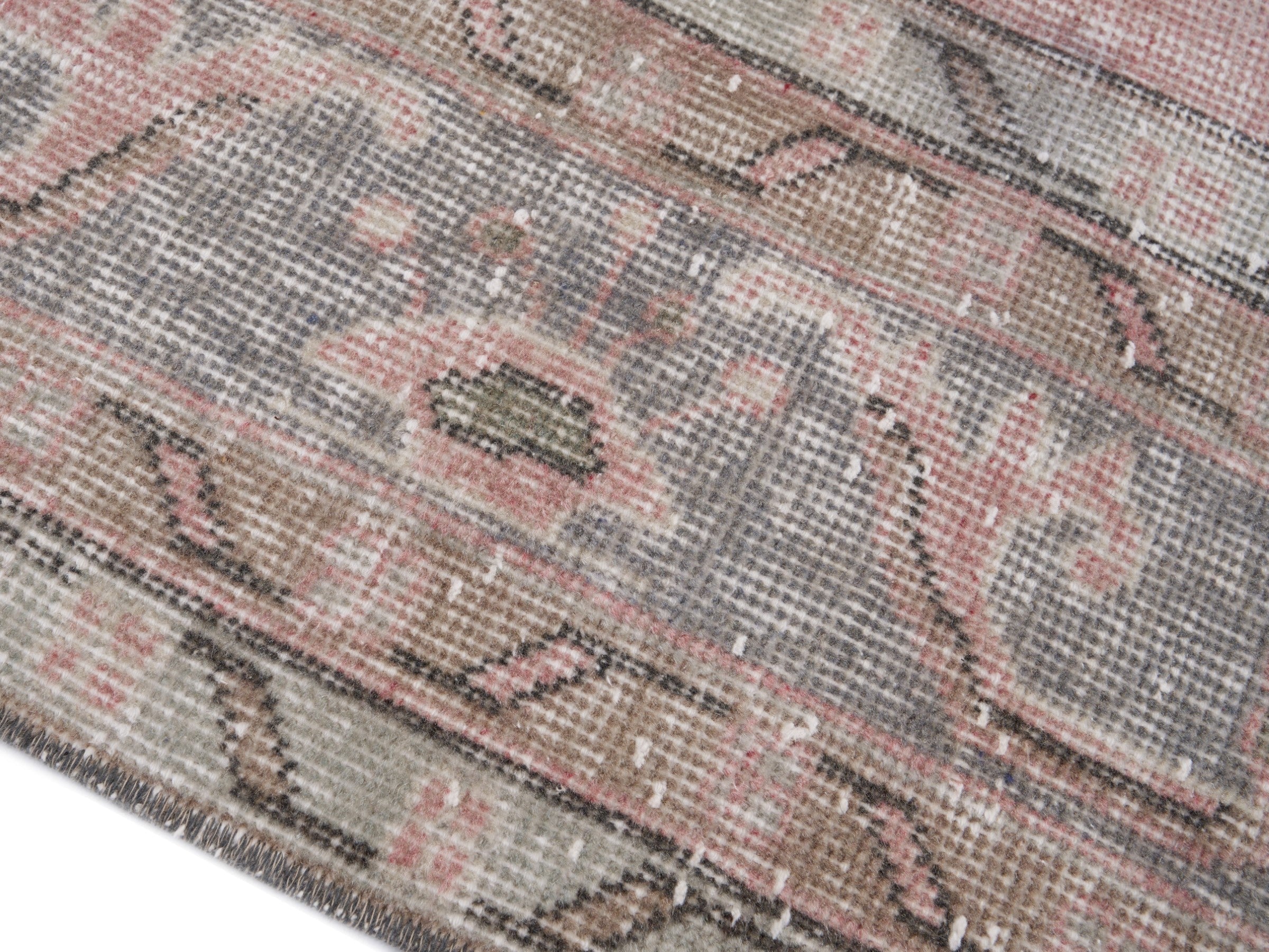 Turkish Isparta area rug in dusty rose and greige, view 5 of 9