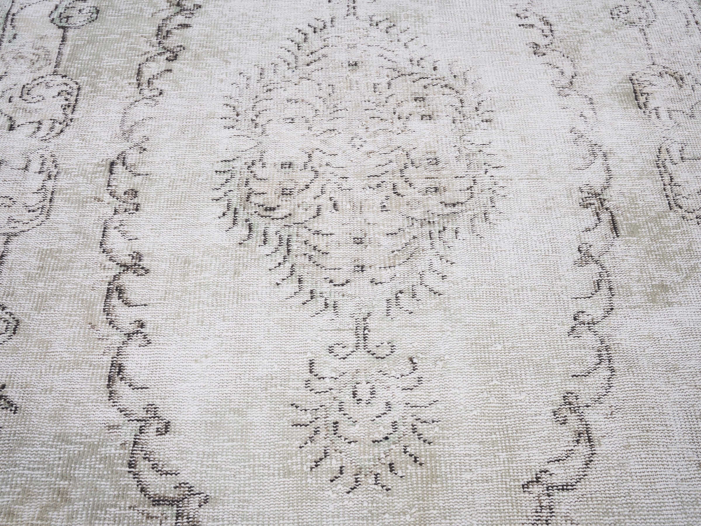 Turkish Manisa area rug in cream and greige, view 4 of 10
