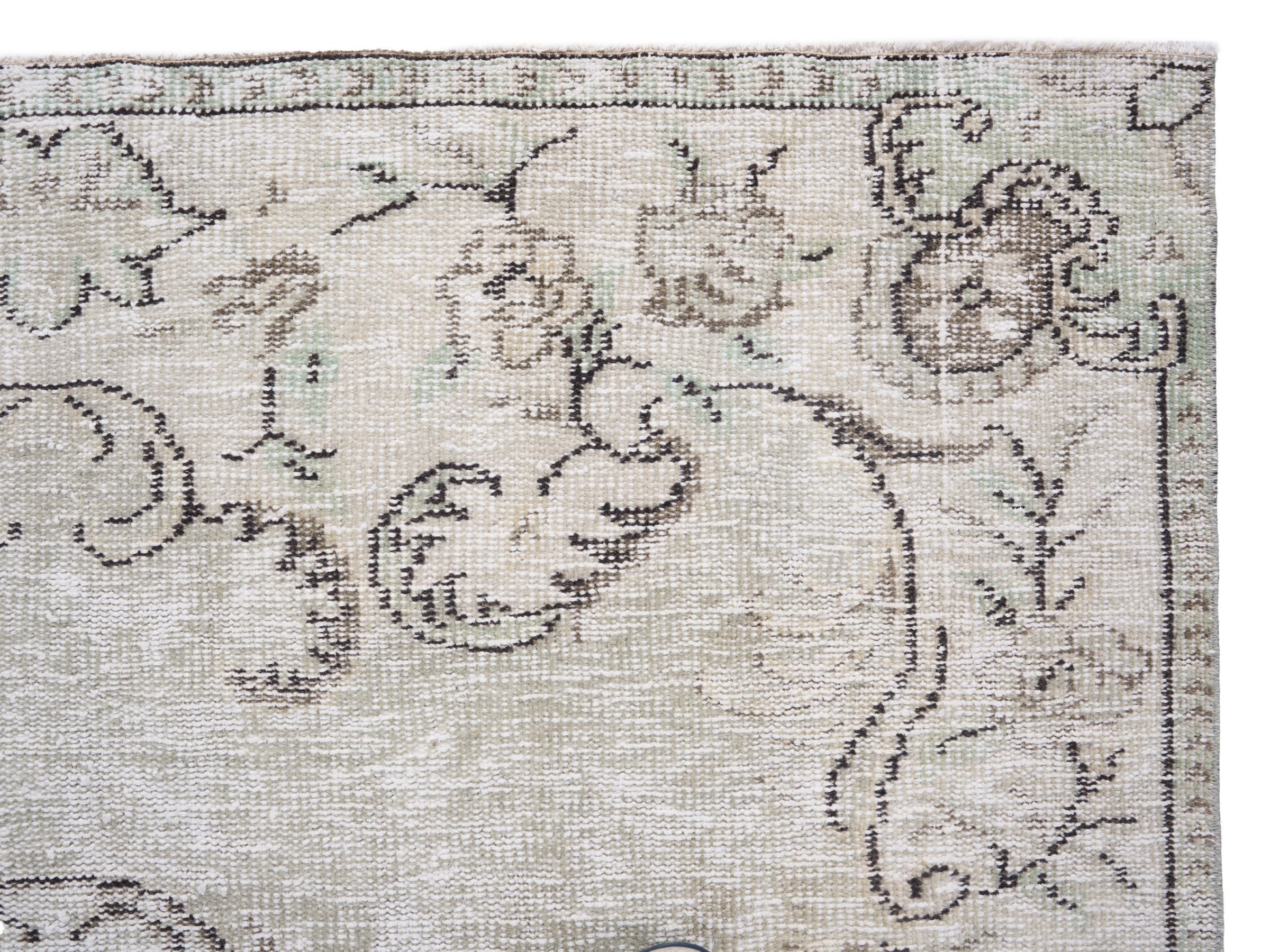 Turkish Manisa area rug in cream and greige, view 8 of 10