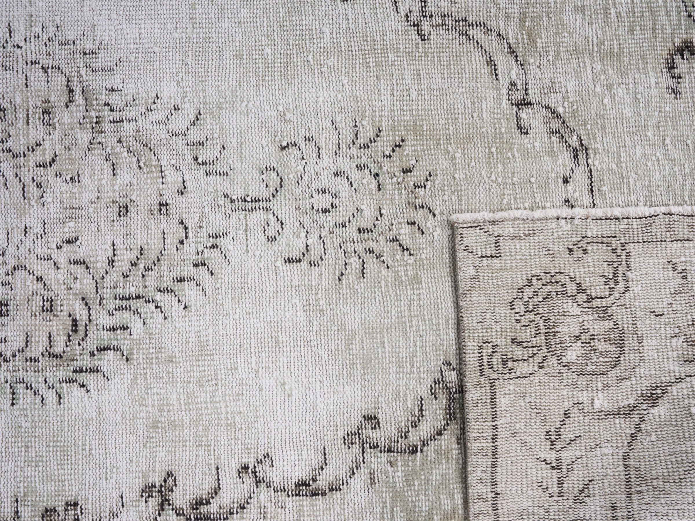 Turkish Manisa area rug in cream and greige, view 10 of 10