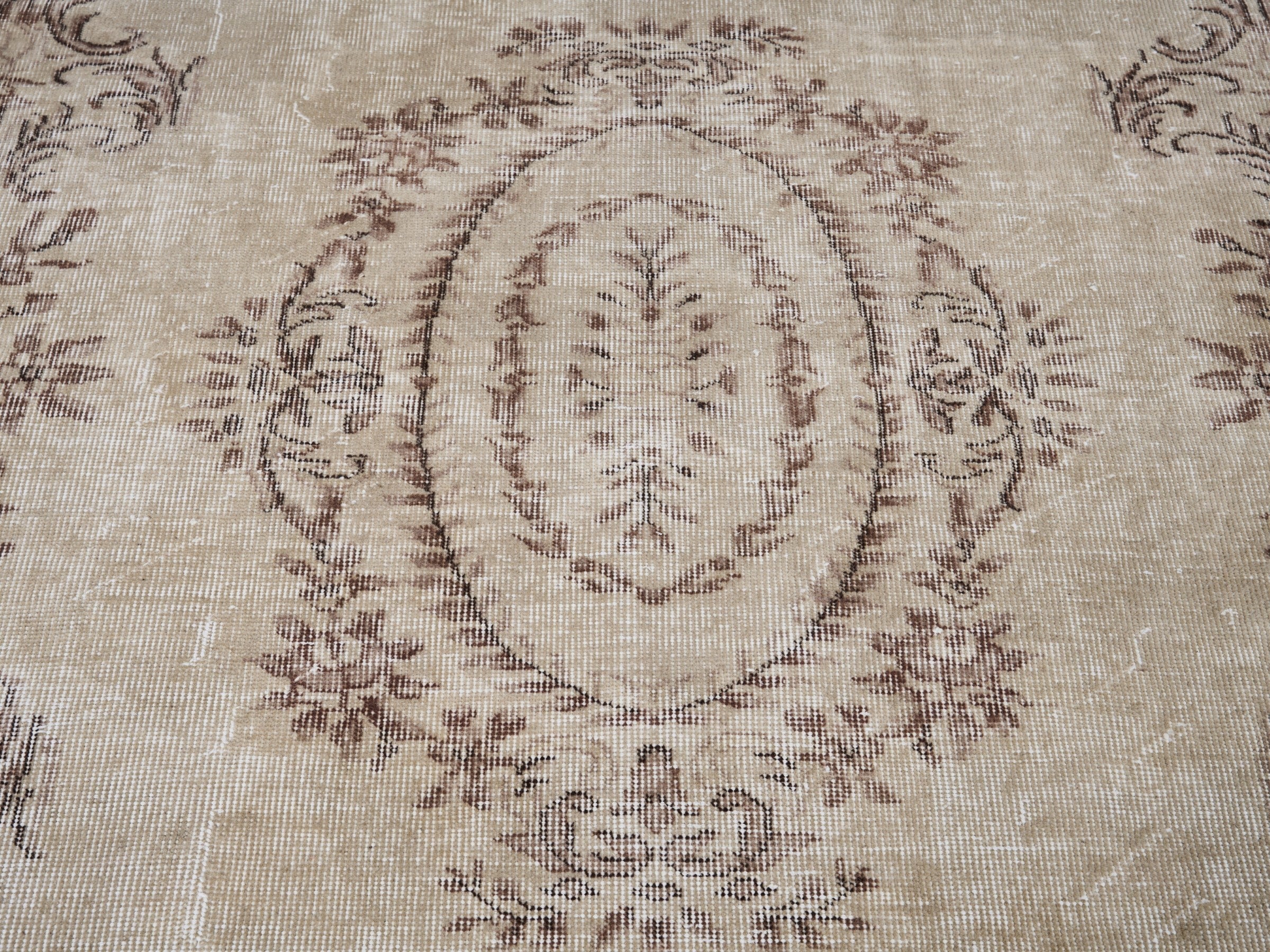 Turkish Isparta area rug in cream and greige, view 5 of 10