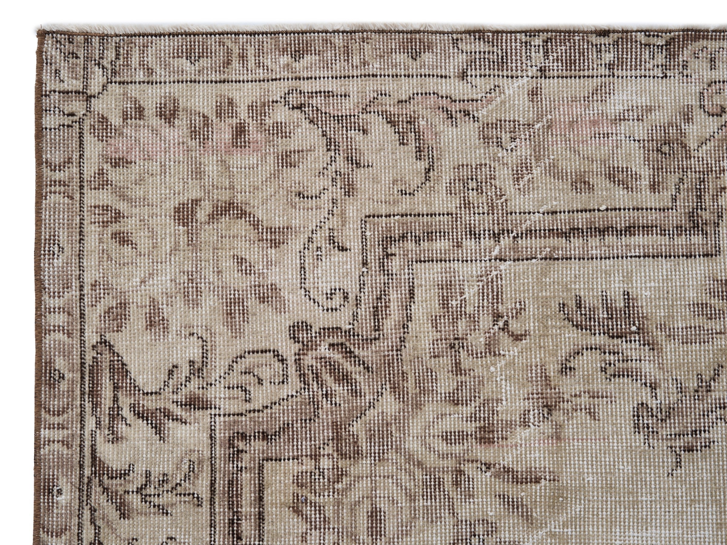 Turkish Isparta area rug in cream and greige, view 8 of 10