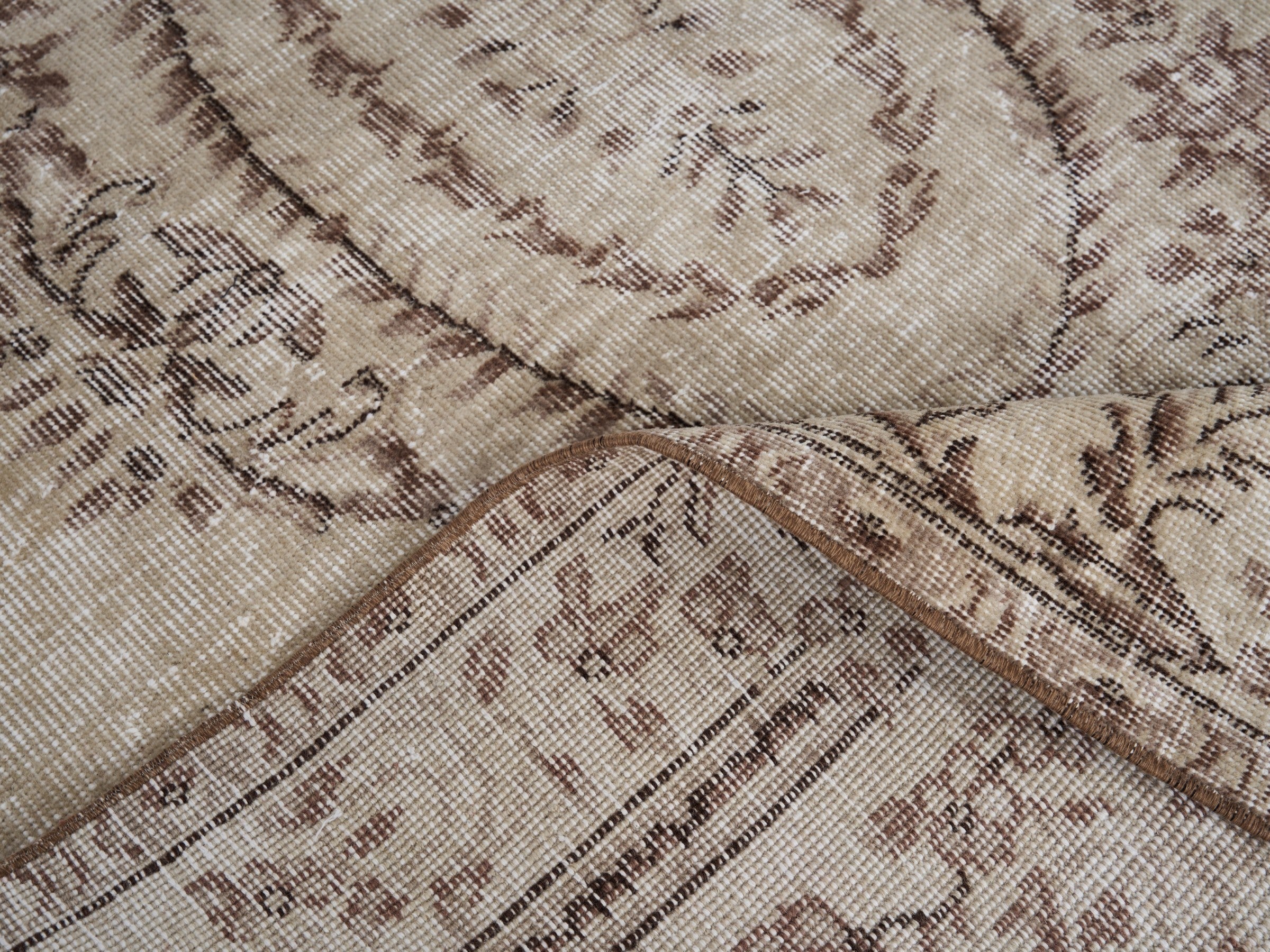 Turkish Isparta area rug in cream and greige, view 9 of 10