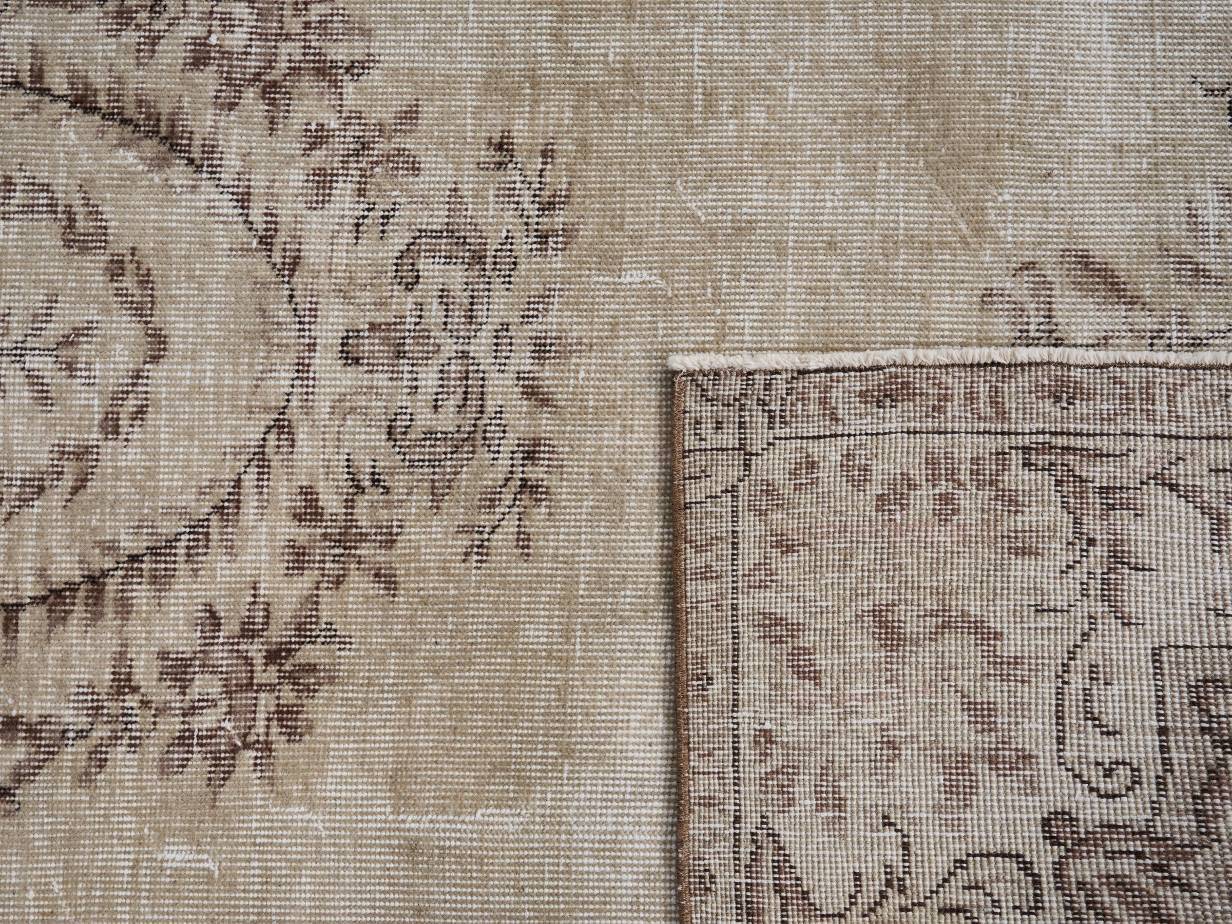 Turkish Isparta area rug in cream and greige, view 10 of 10