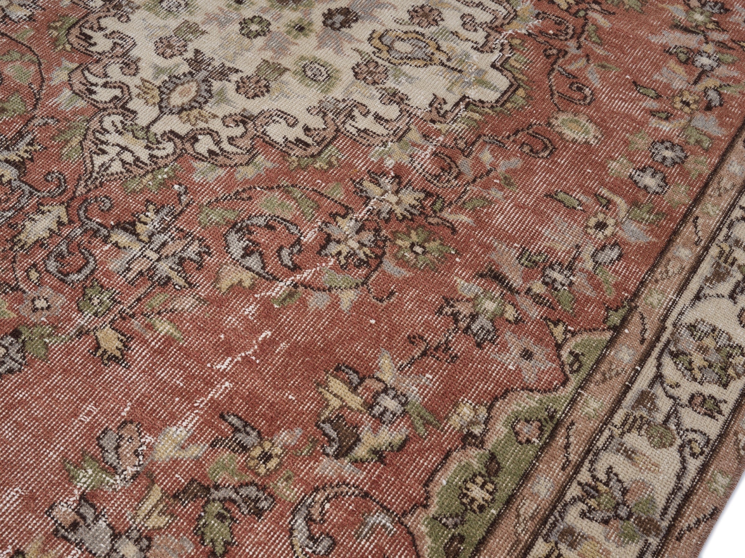 Turkish Isparta area rug in muted pink and ivory, view 5 of 10