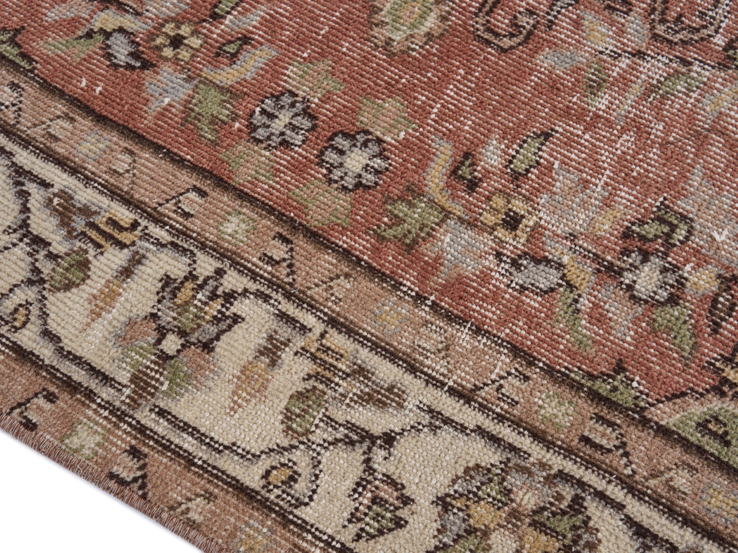 Turkish Isparta area rug in muted pink and ivory, view 6 of 10