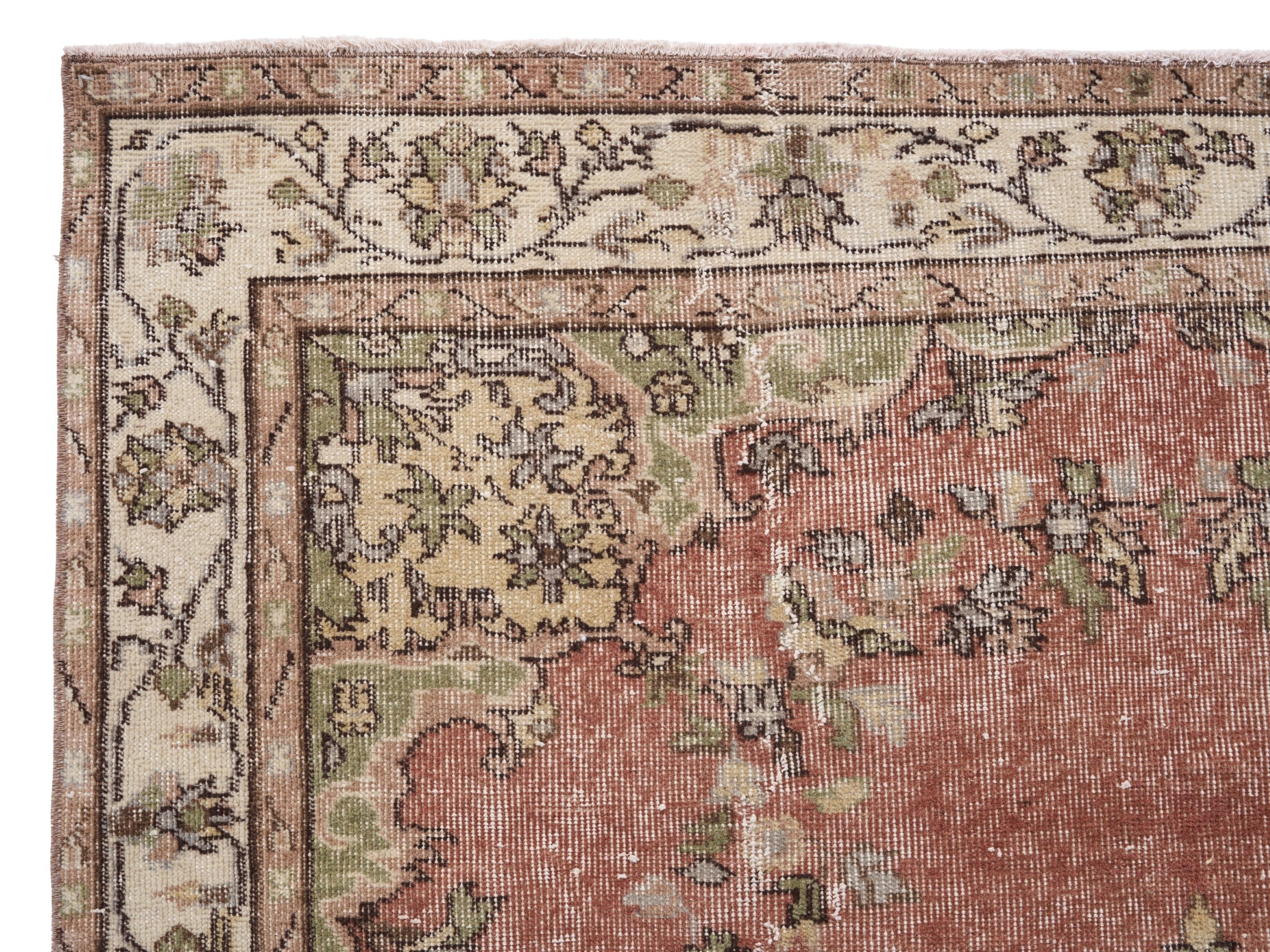 Turkish Isparta area rug in muted pink and ivory, view 8 of 10