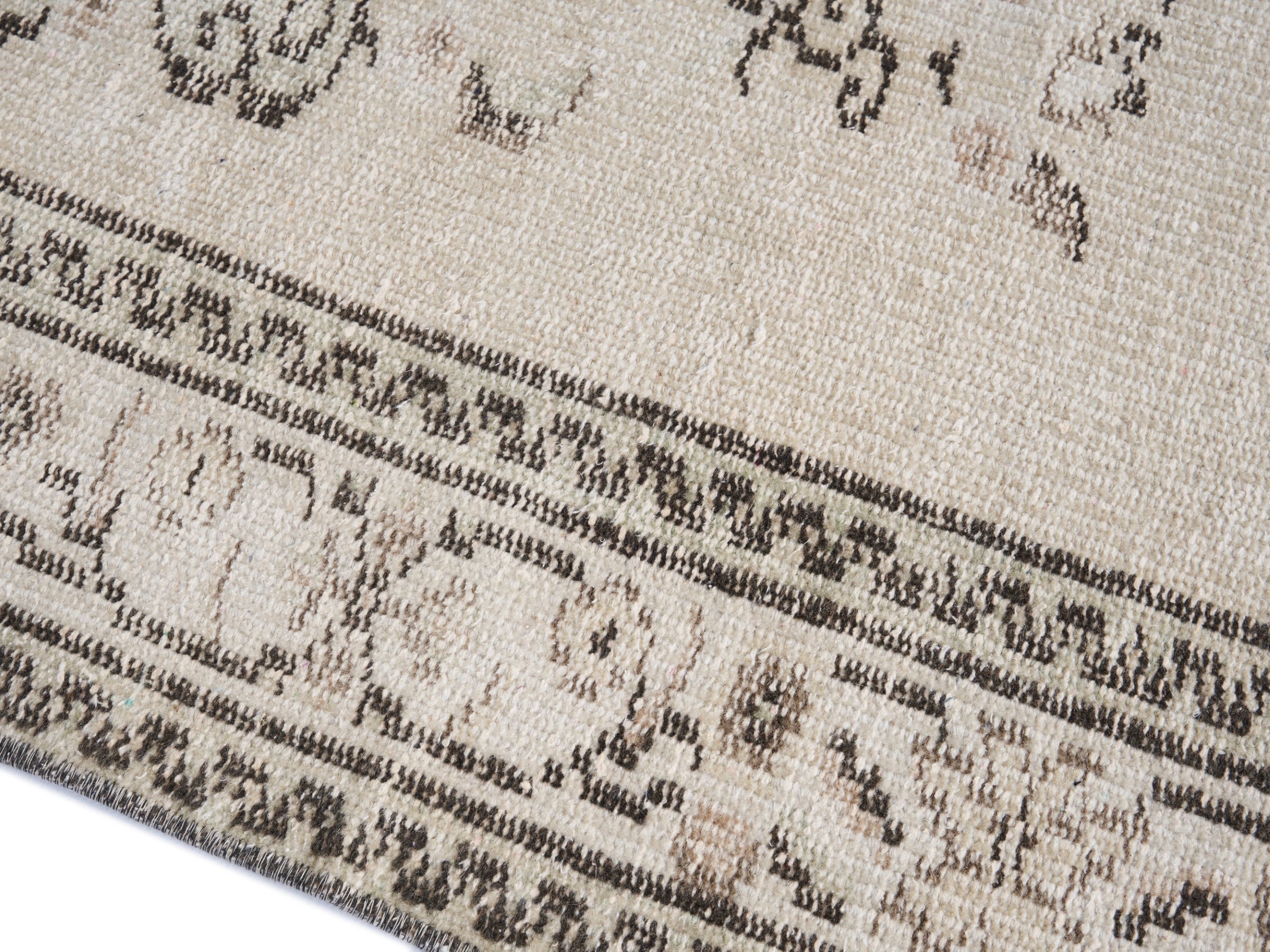 Turkish Manisa area rug in ivory and greige, view 6 of 10