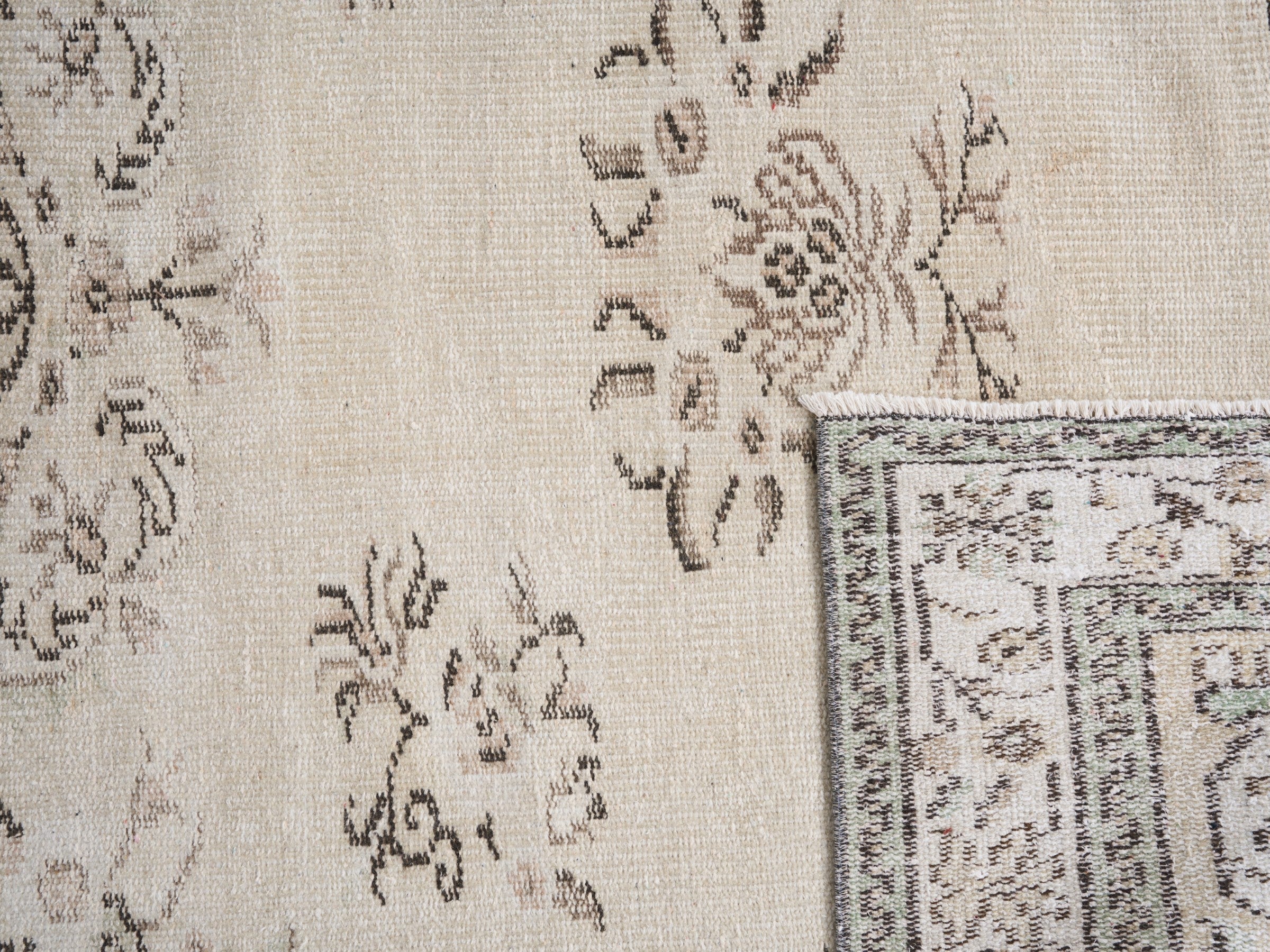 Turkish Manisa area rug in ivory and greige, view 10 of 10