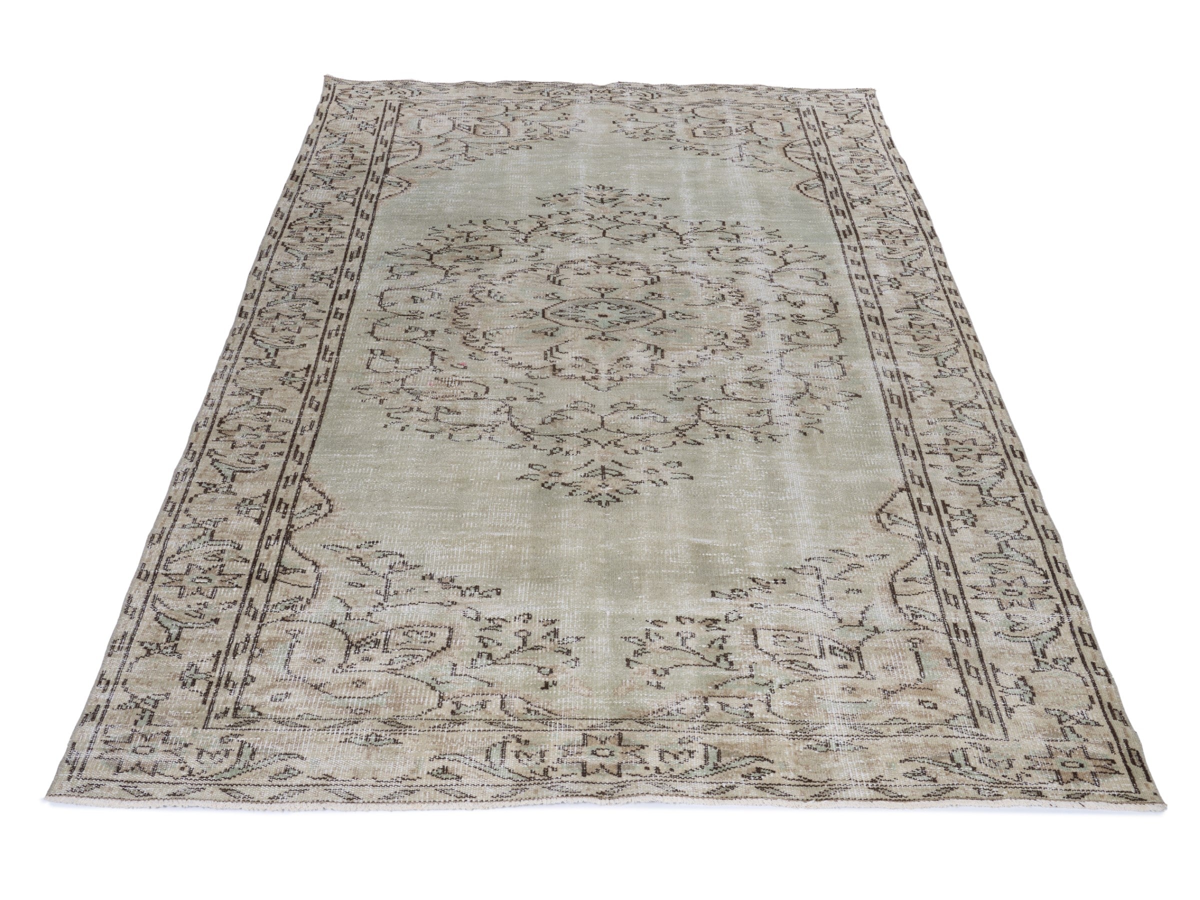 Turkish Manisa area rug in greige, view 2 of 10