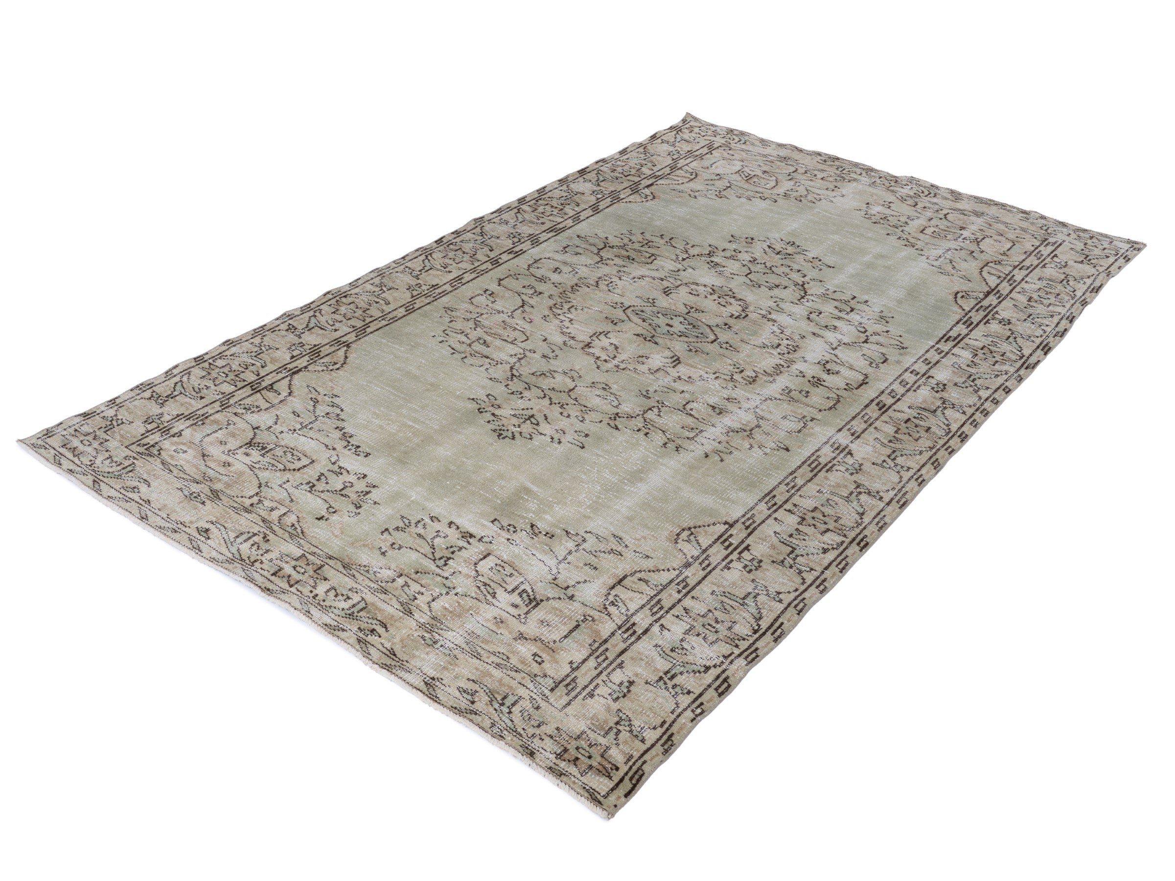 Turkish Manisa area rug in greige, view 3 of 10
