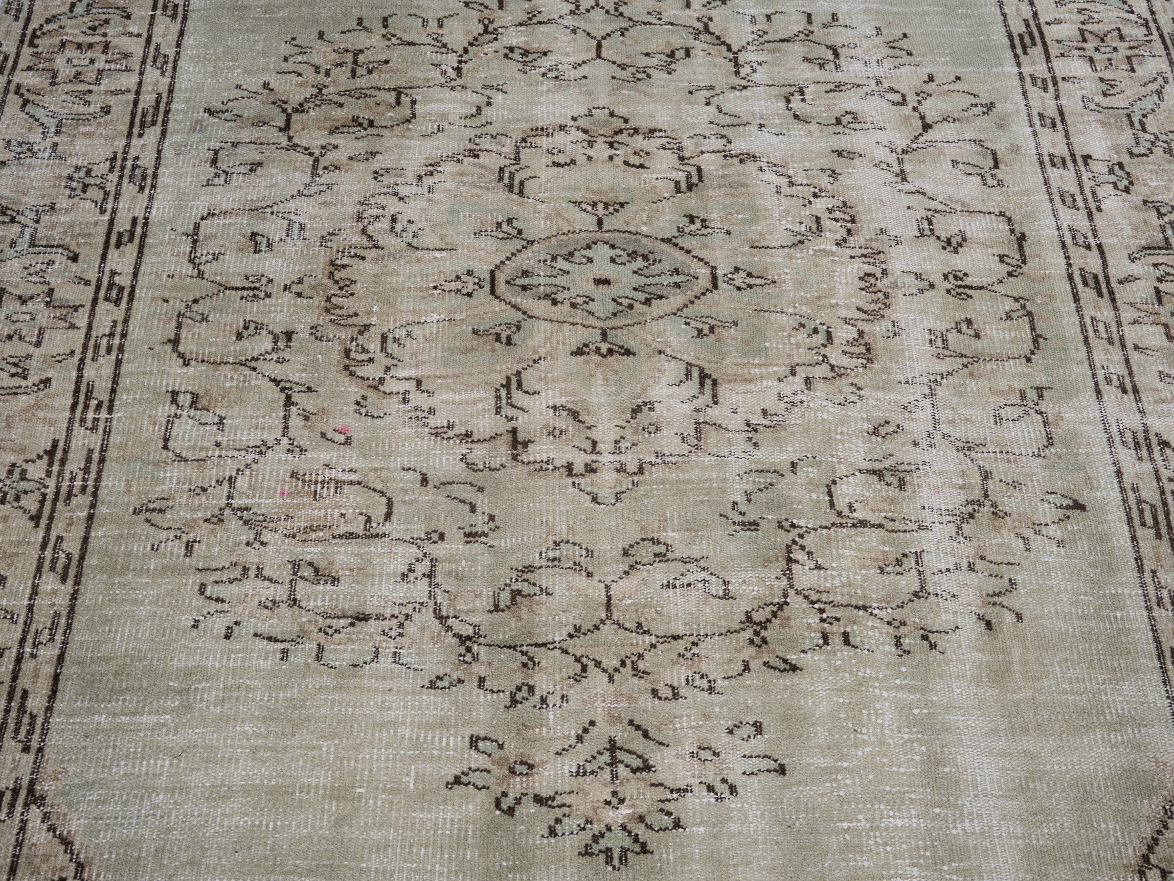 Turkish Manisa area rug in greige, view 4 of 10