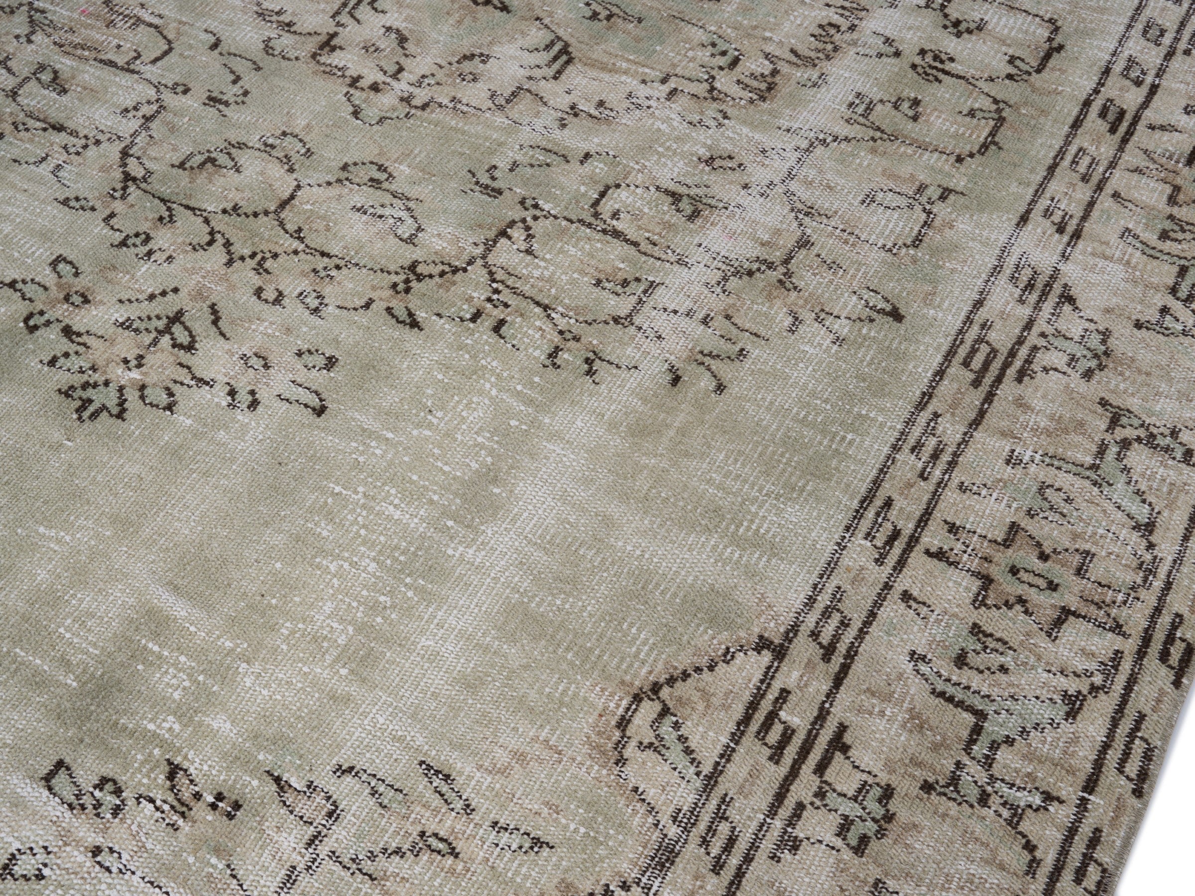 Turkish Manisa area rug in greige, view 5 of 10