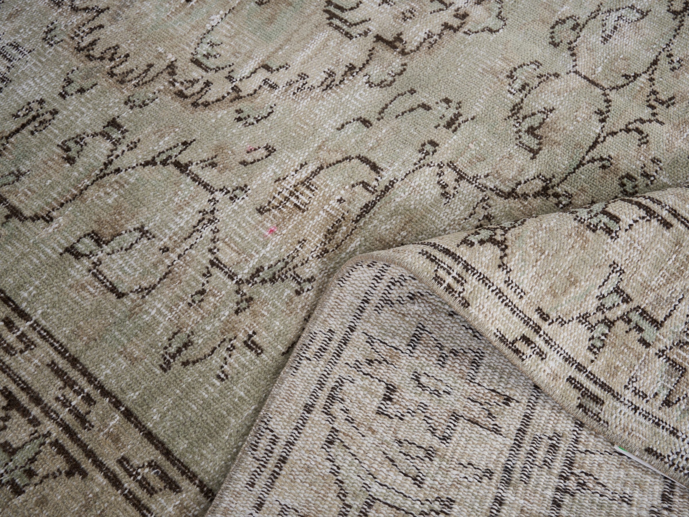 Turkish Manisa area rug in greige, view 9 of 10