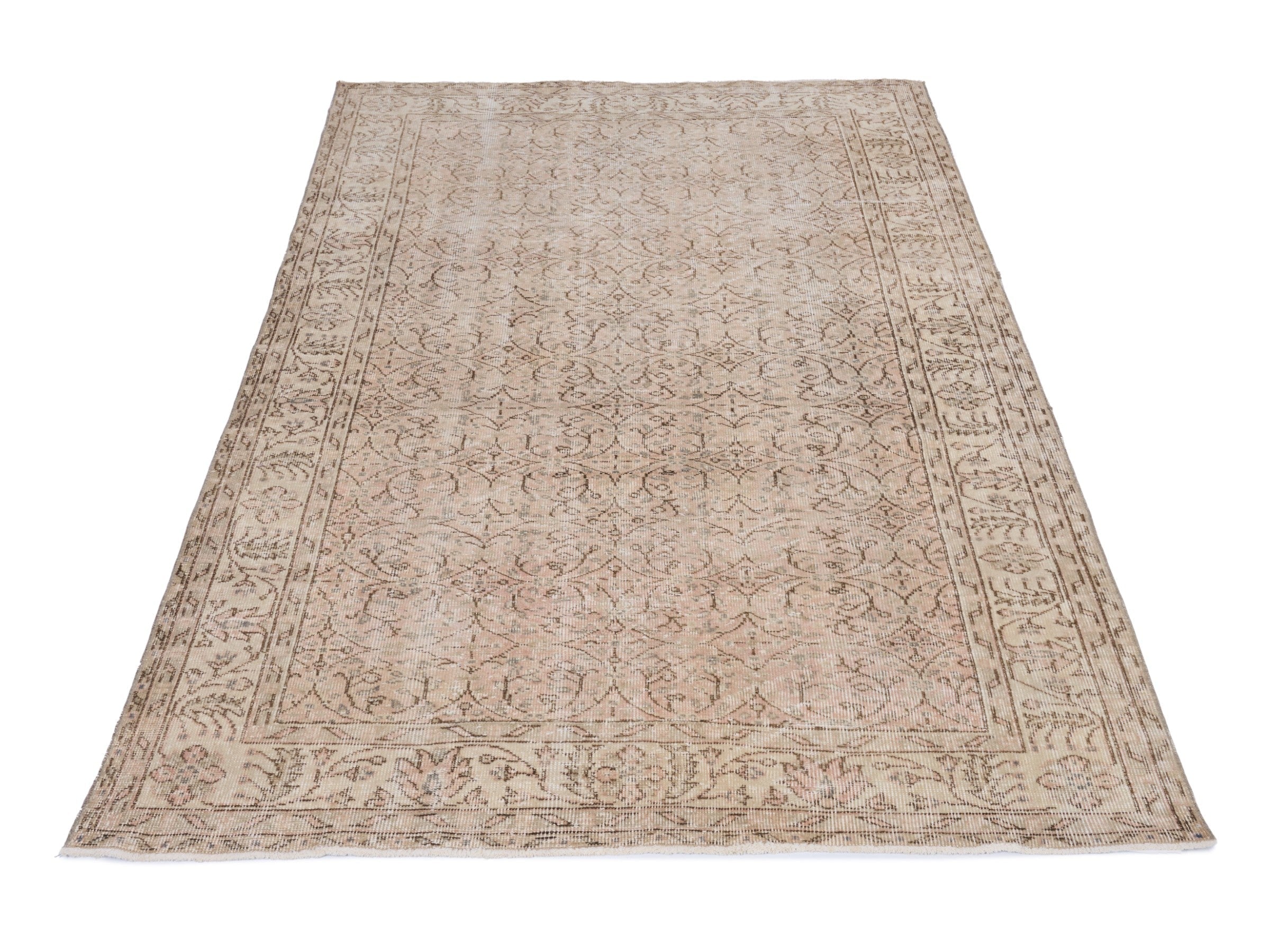 Turkish Isparta area rug in greige and faded red, view 2 of 9