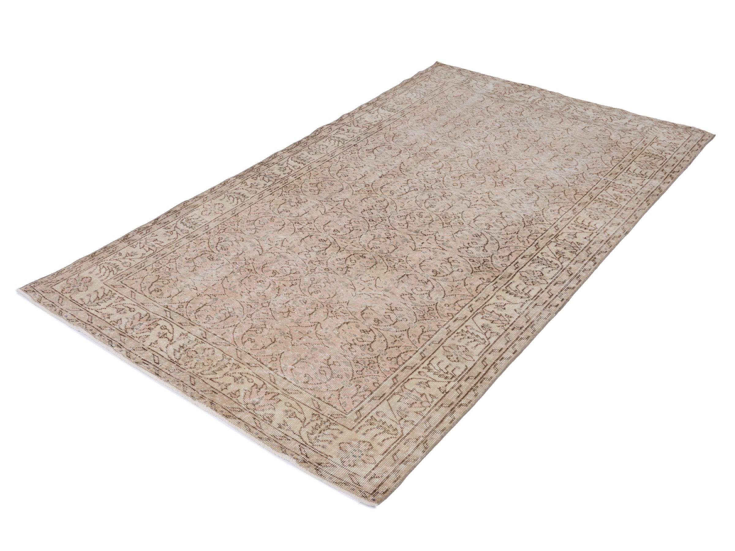 Turkish Isparta area rug in greige and faded red, view 3 of 9