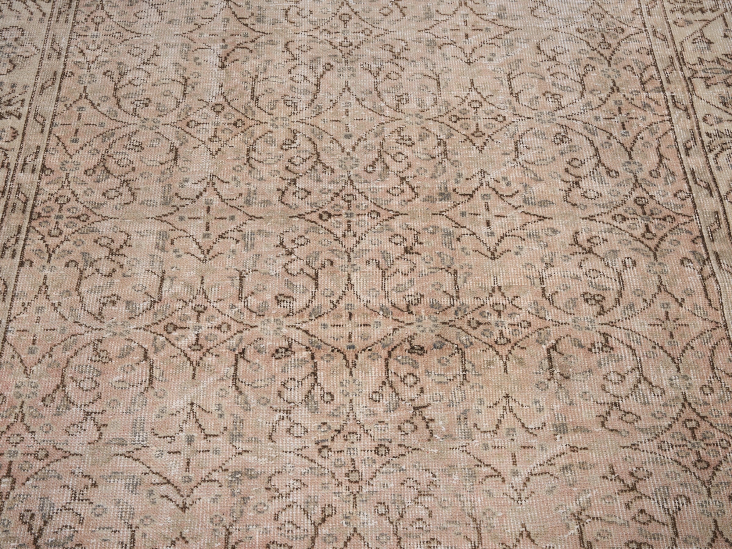 Turkish Isparta area rug in greige and faded red, view 4 of 9
