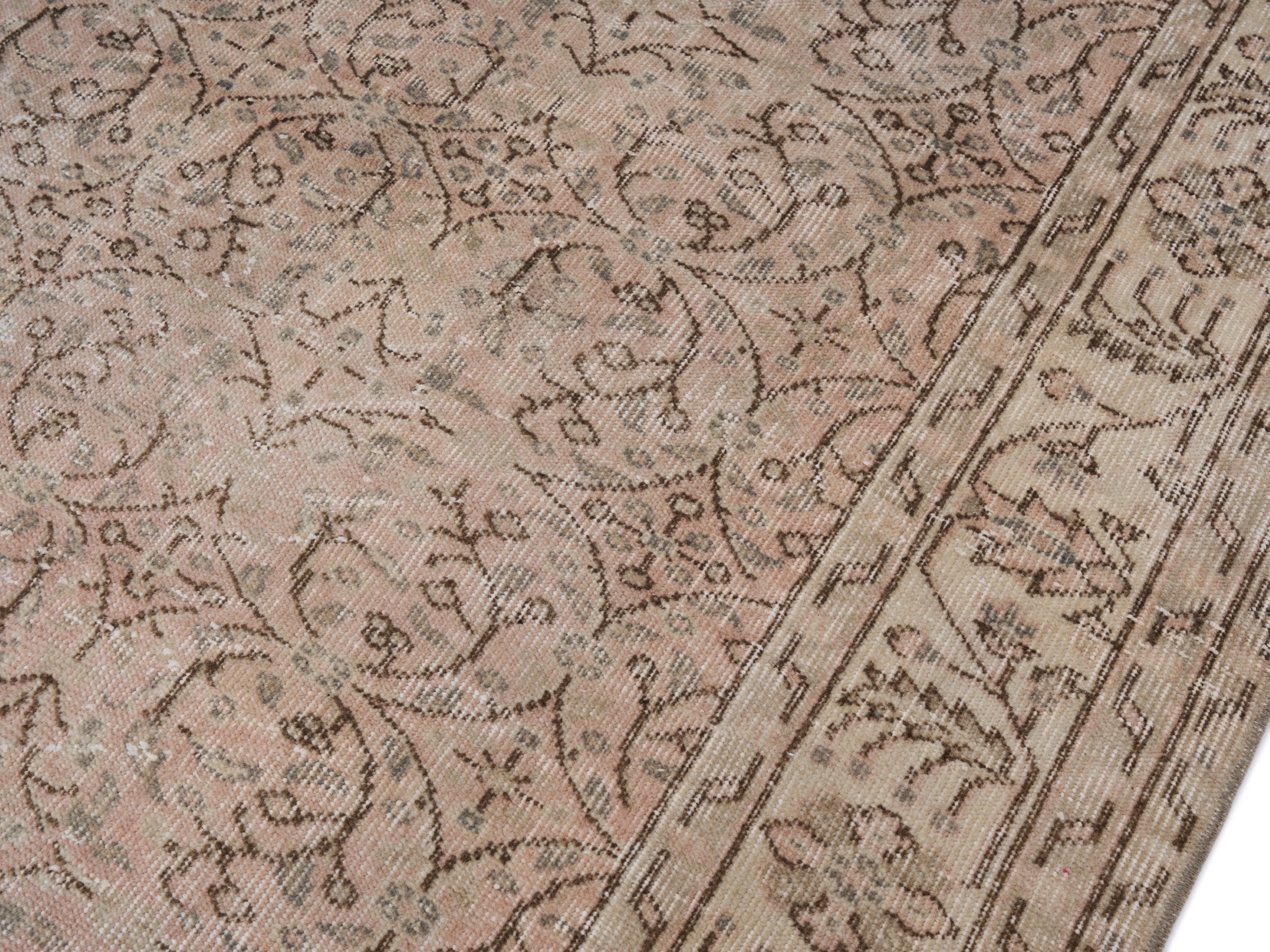 Turkish Isparta area rug in greige and faded red, view 5 of 9