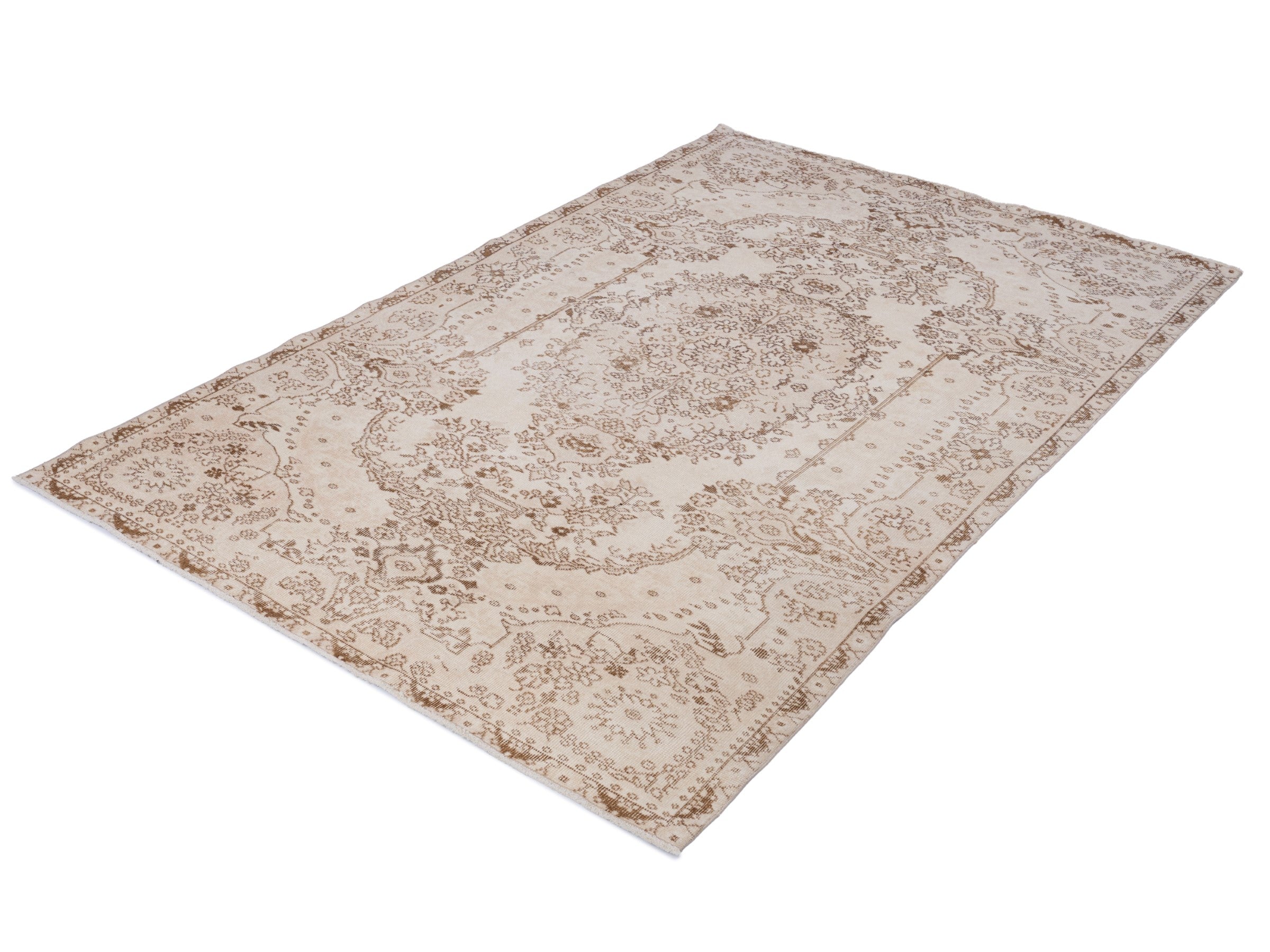 Turkish Isparta area rug in cream and greige, view 3 of 10