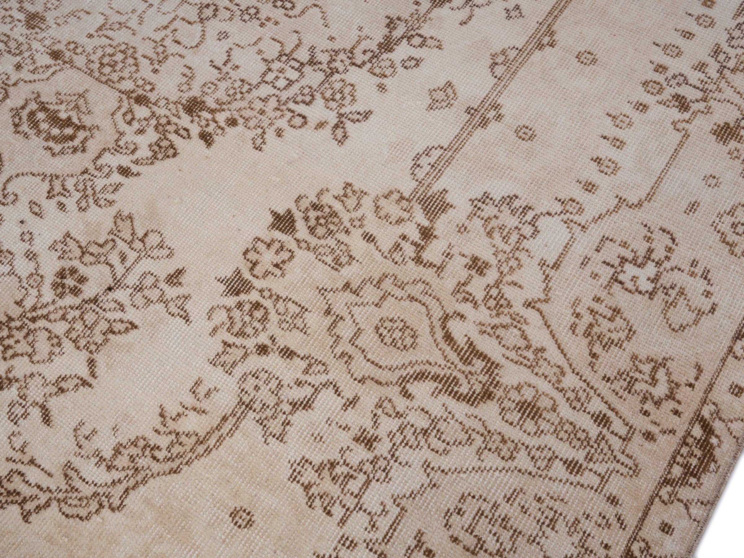 Turkish Isparta area rug in cream and greige, view 5 of 10