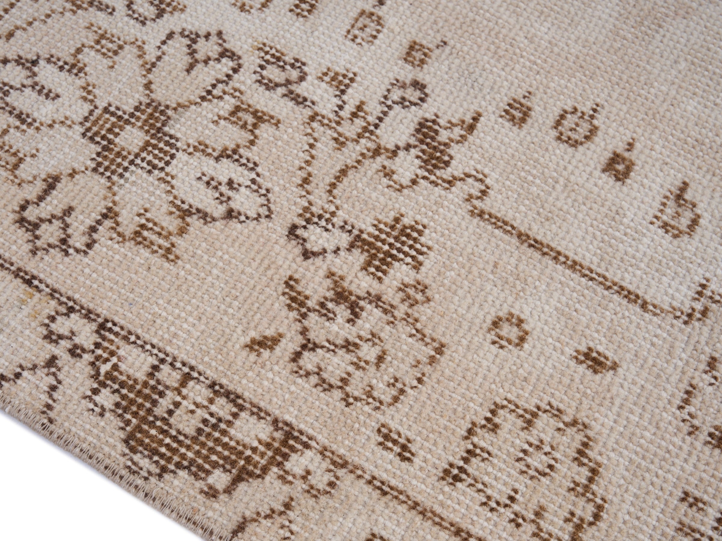 Turkish Isparta area rug in cream and greige, view 6 of 10