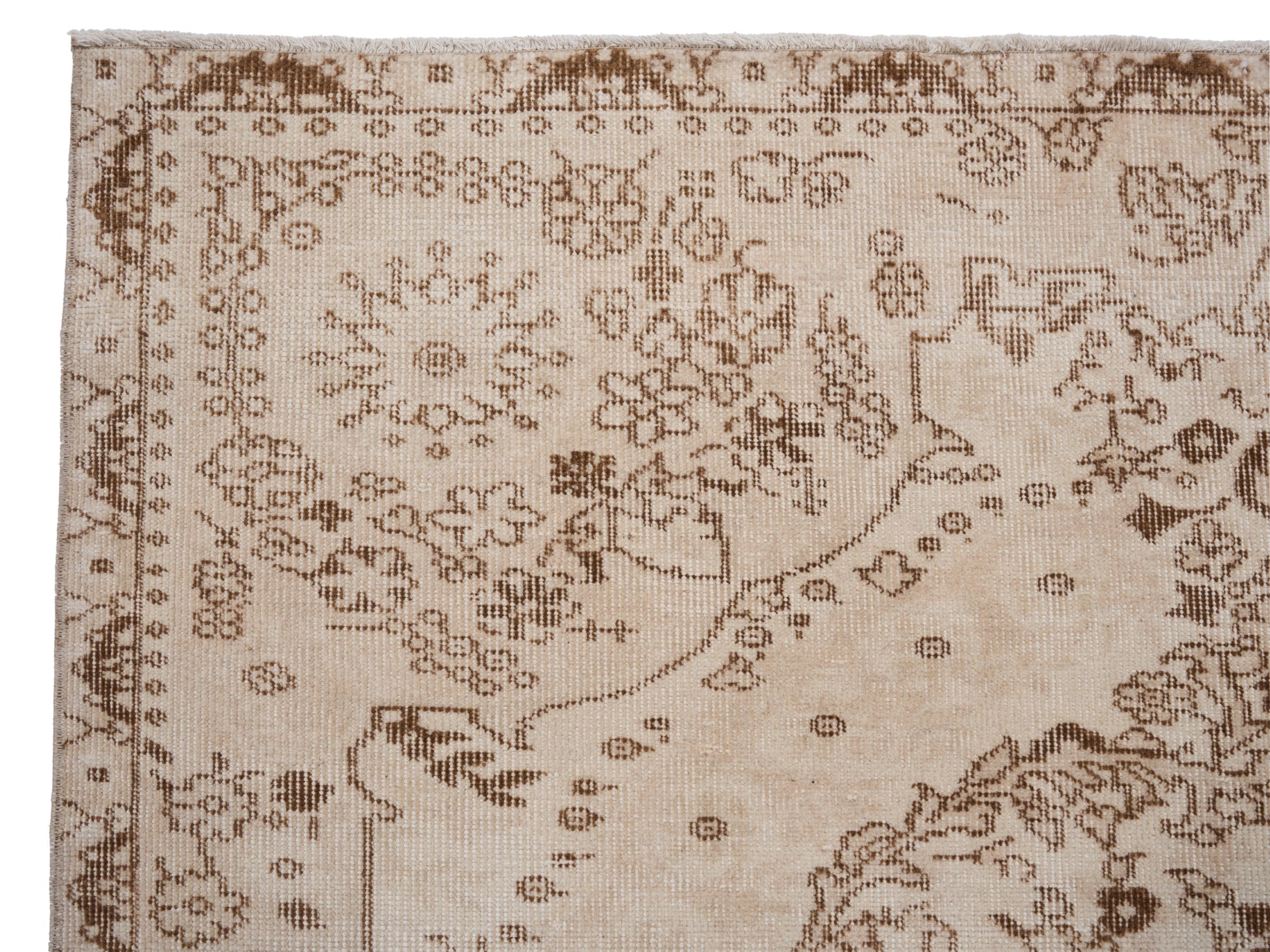 Turkish Isparta area rug in cream and greige, view 8 of 10