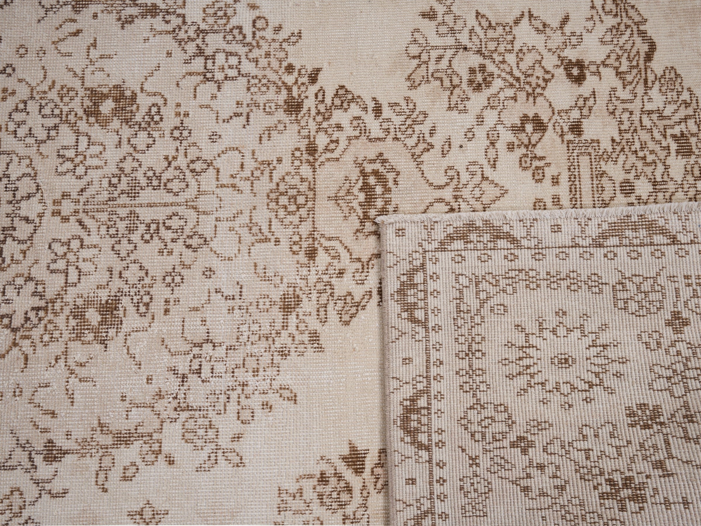 Turkish Isparta area rug in cream and greige, view 10 of 10