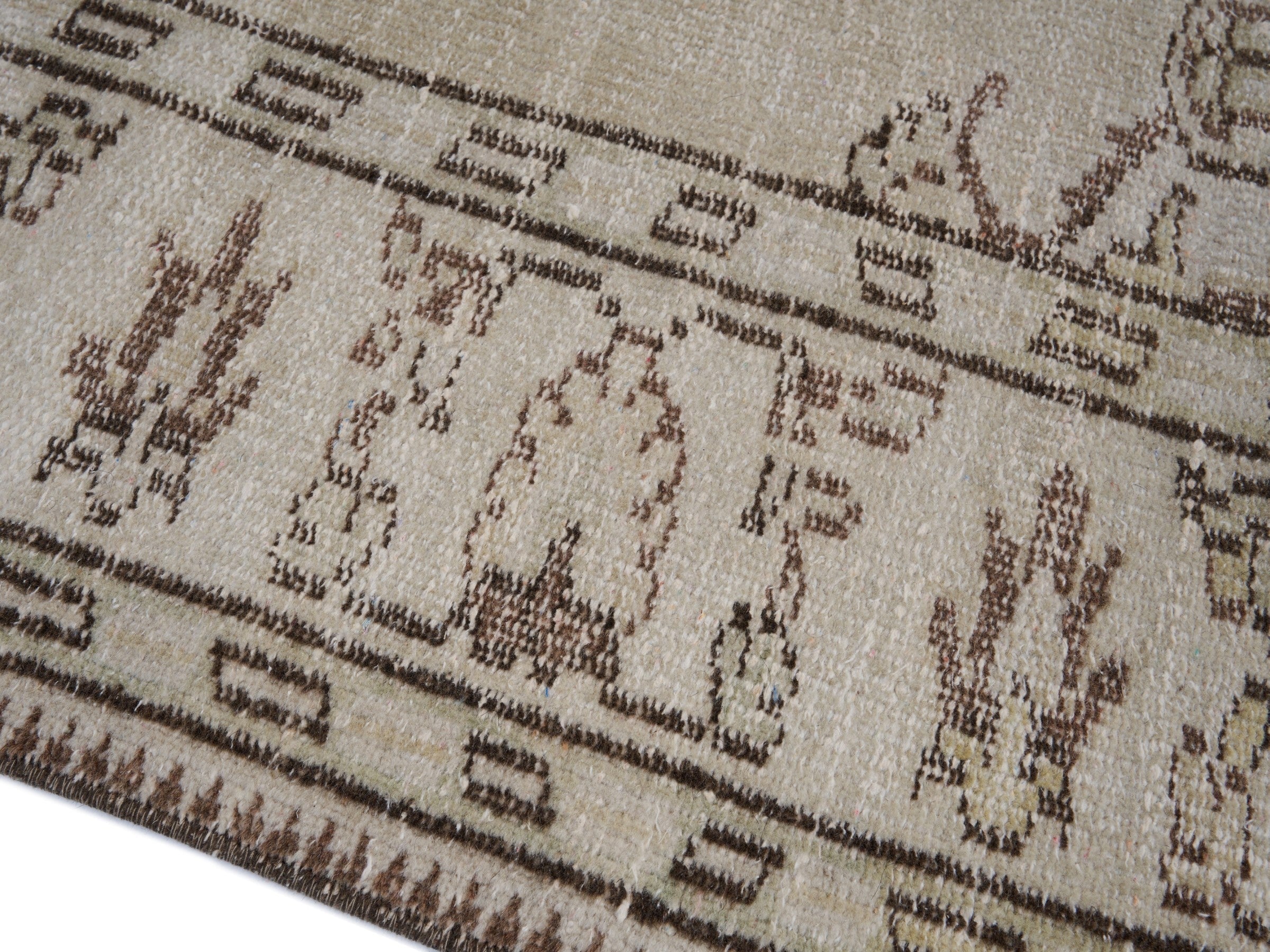 Turkish Manisa area rug in cream and faded red, view 6 of 10