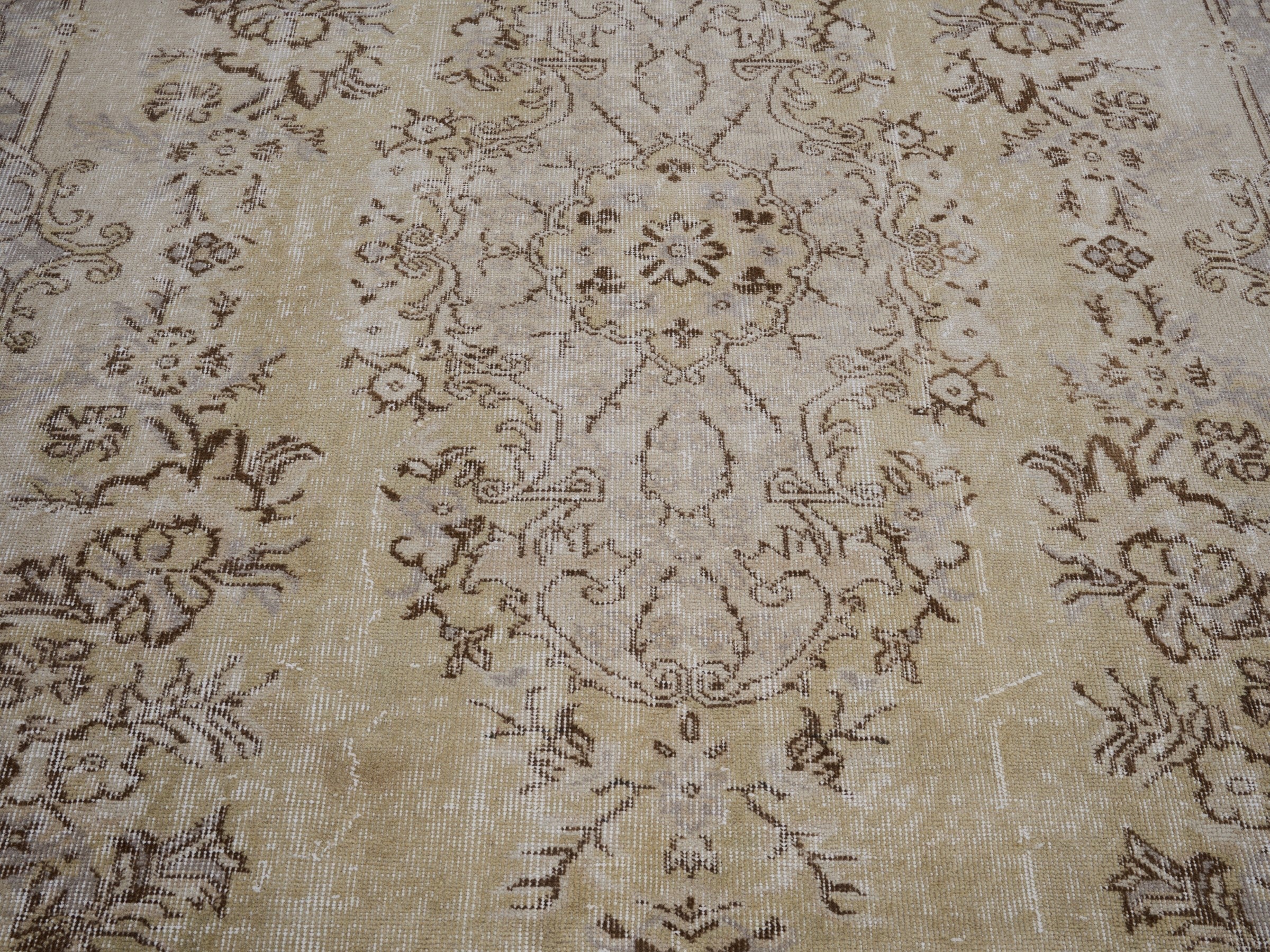 Turkish Isparta area rug in cream and taupe, view 4 of 10