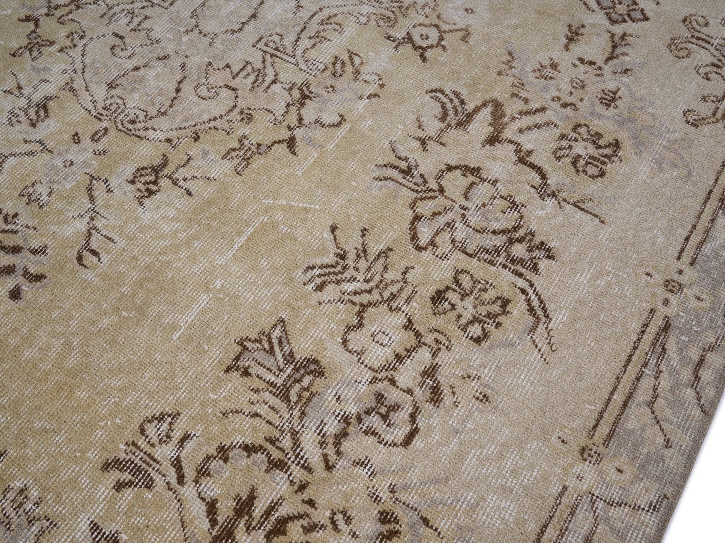 Turkish Isparta area rug in cream and taupe, view 5 of 10