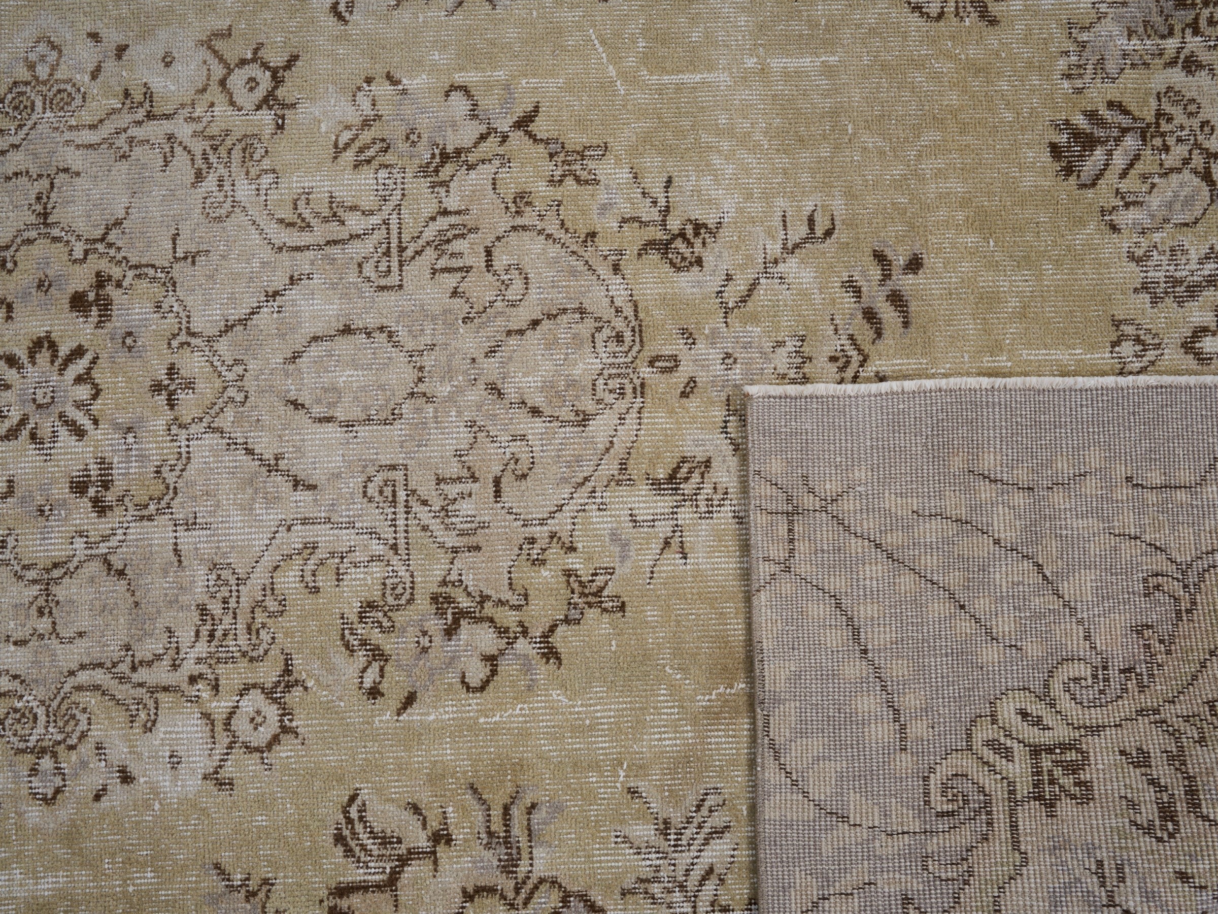Turkish Isparta area rug in cream and taupe, view 10 of 10