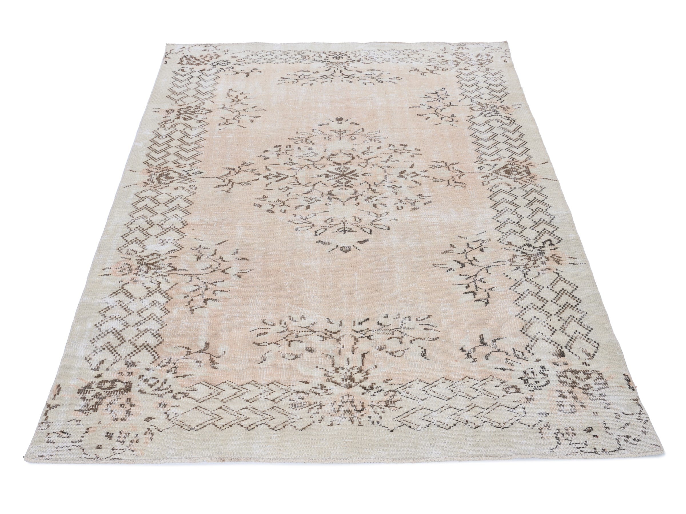 Turkish Manisa area rug in cream and taupe, view 2 of 10