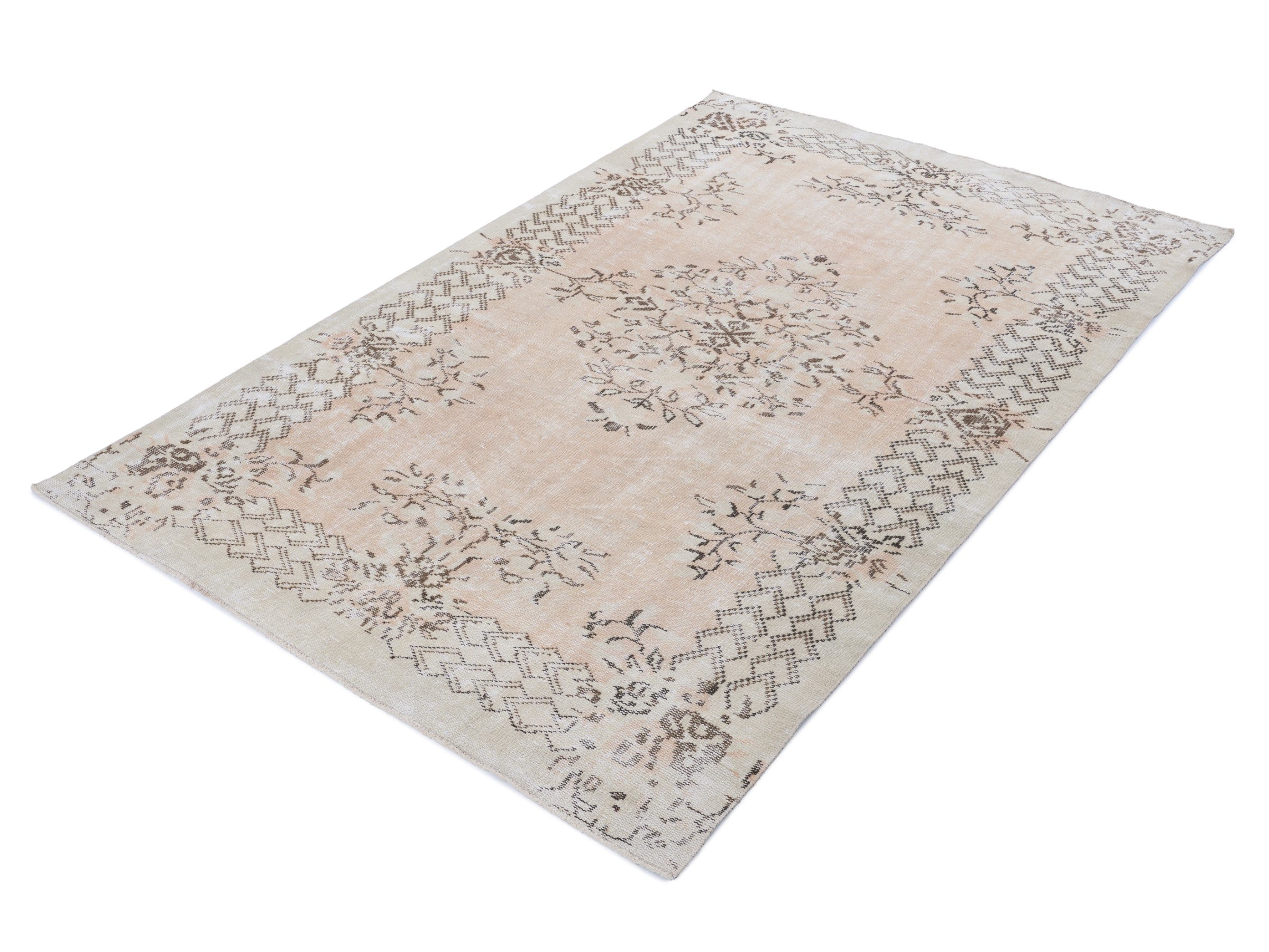 Turkish Manisa area rug in cream and taupe, view 3 of 10