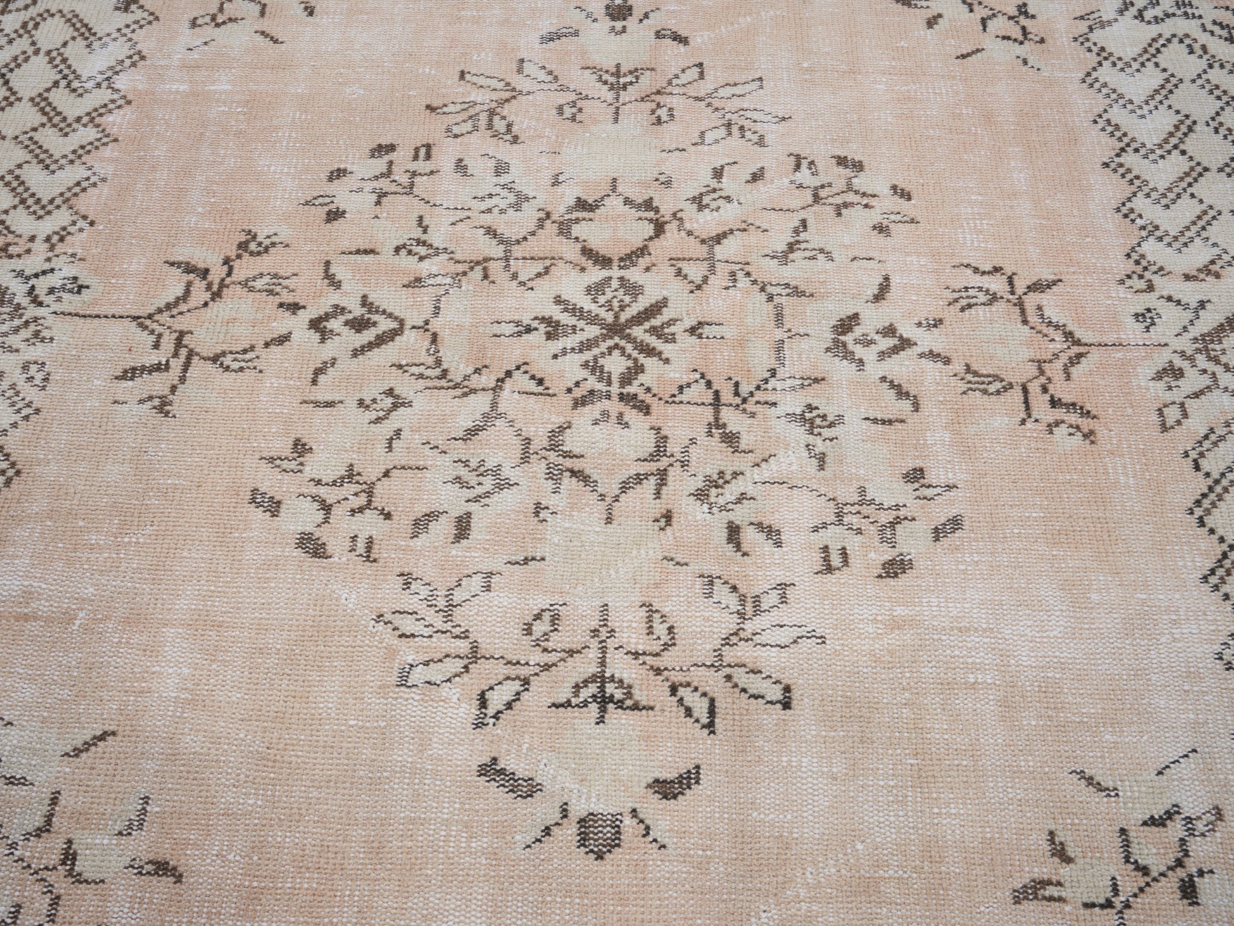 Turkish Manisa area rug in cream and taupe, view 4 of 10