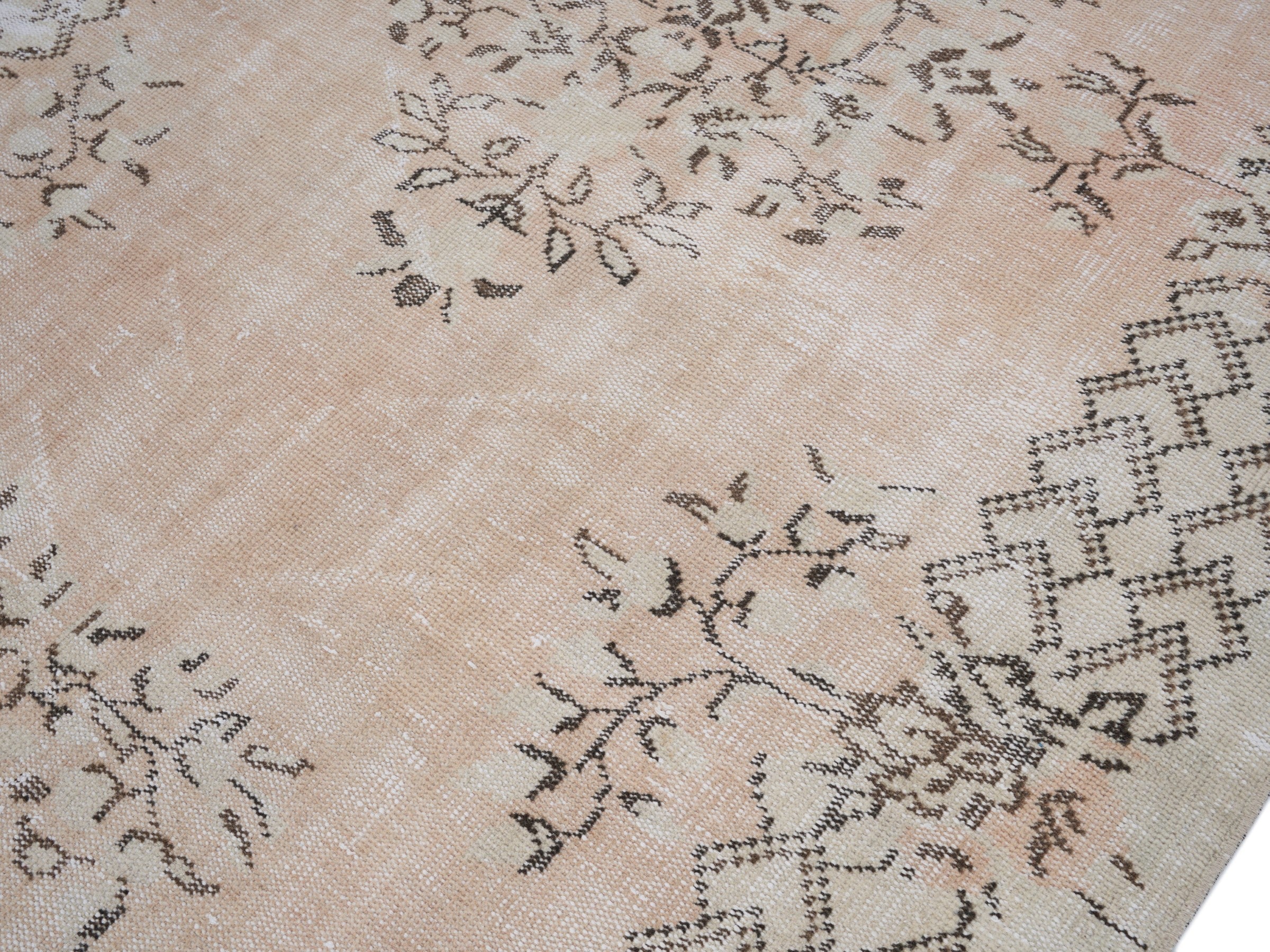 Turkish Manisa area rug in cream and taupe, view 5 of 10