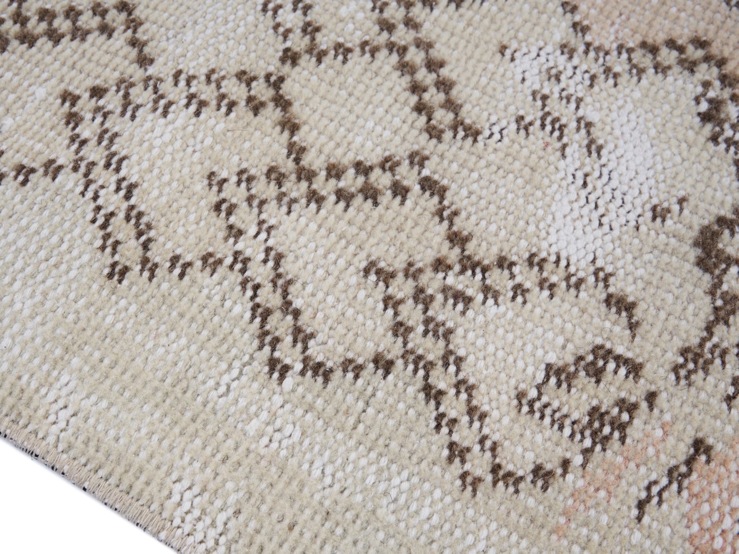 Turkish Manisa area rug in cream and taupe, view 6 of 10