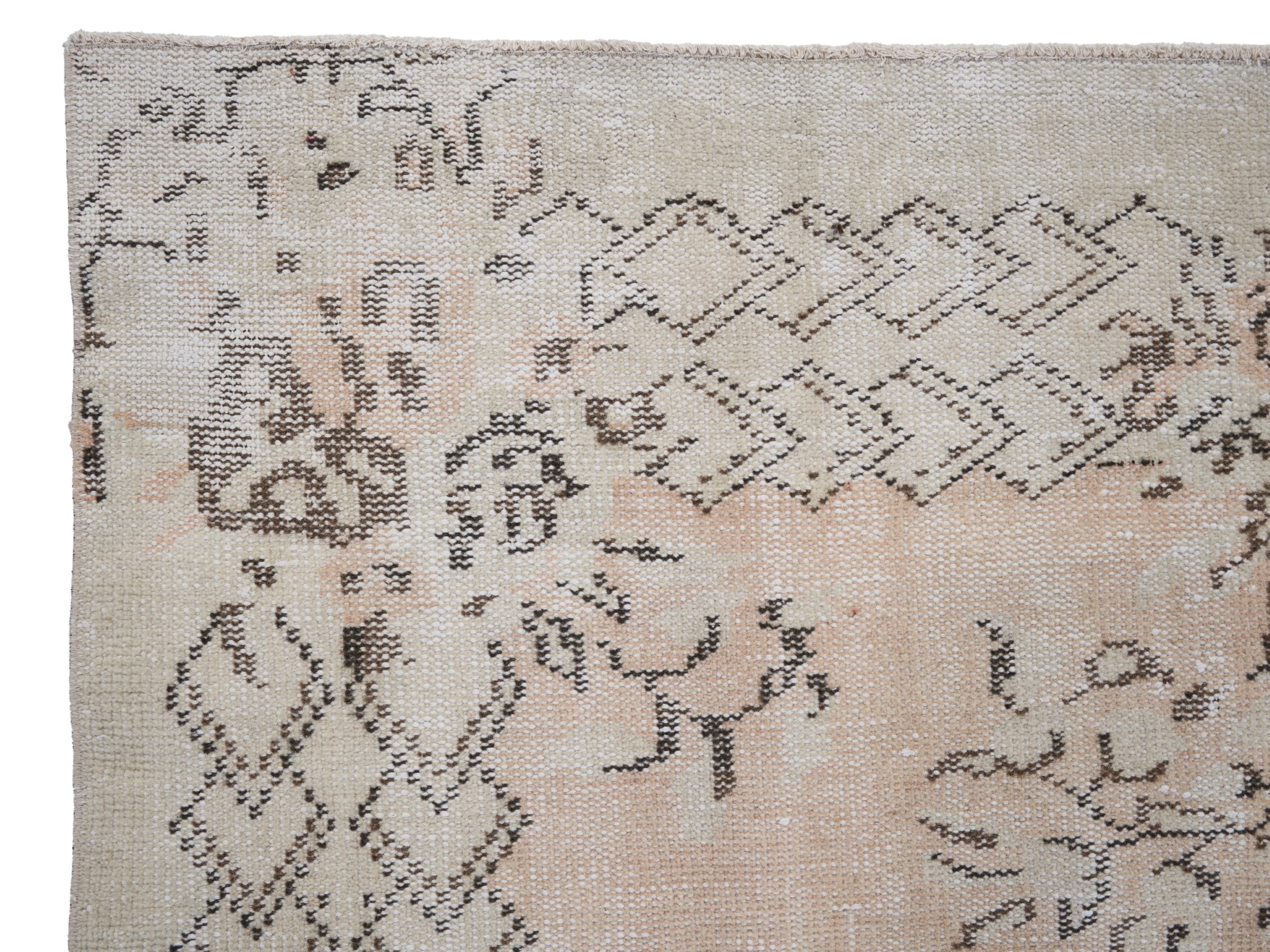 Turkish Manisa area rug in cream and taupe, view 8 of 10