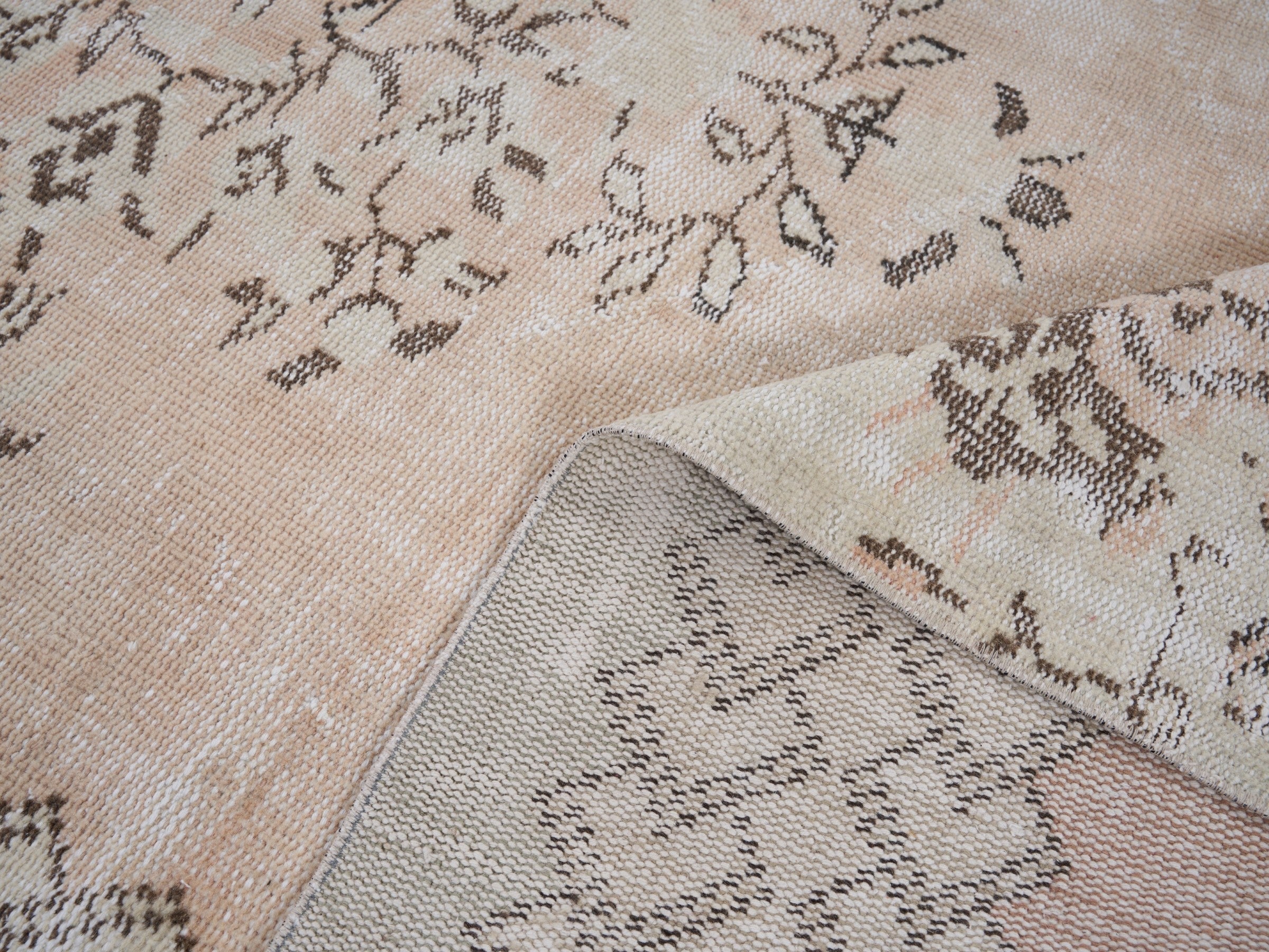 Turkish Manisa area rug in cream and taupe, view 9 of 10