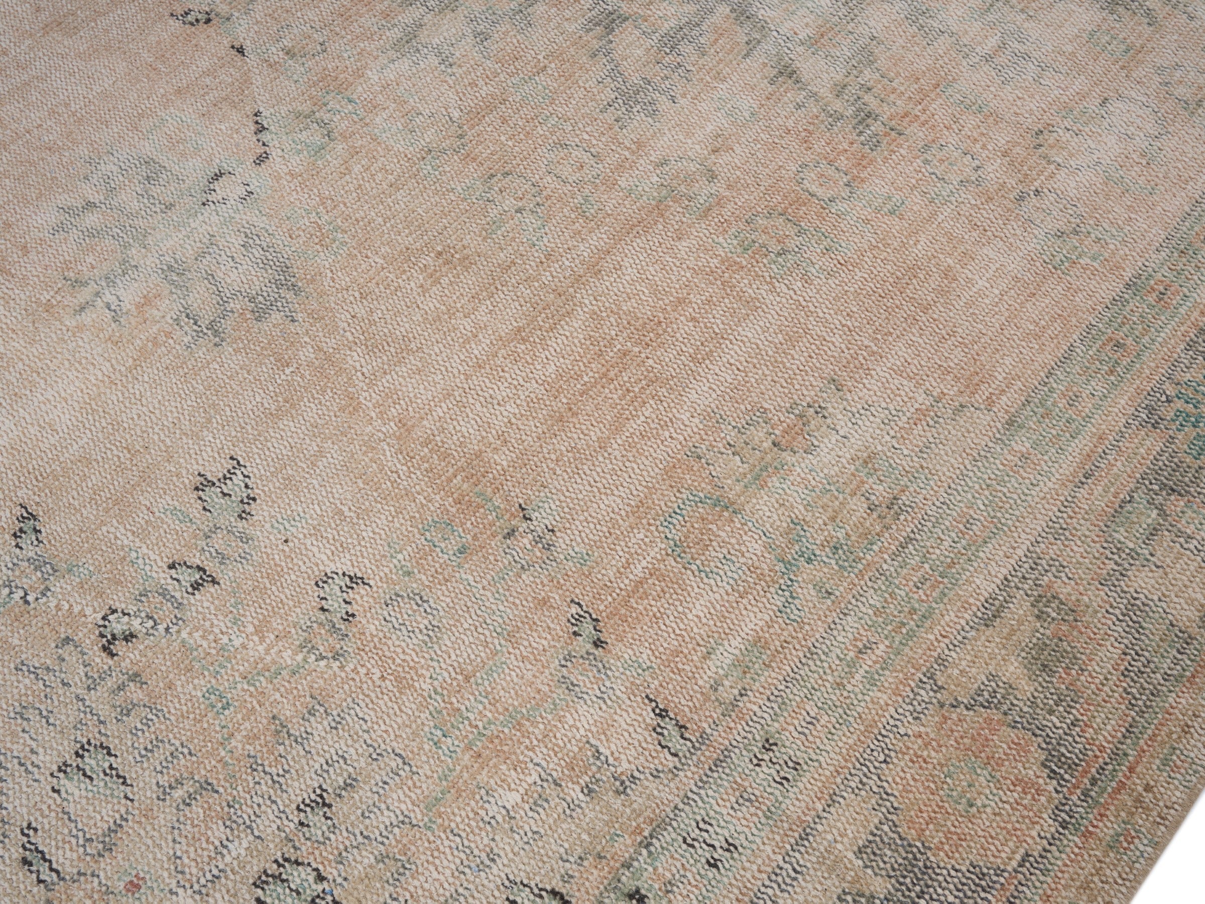 Turkish Manisa area rug in beige and dusty blue, view 5 of 10